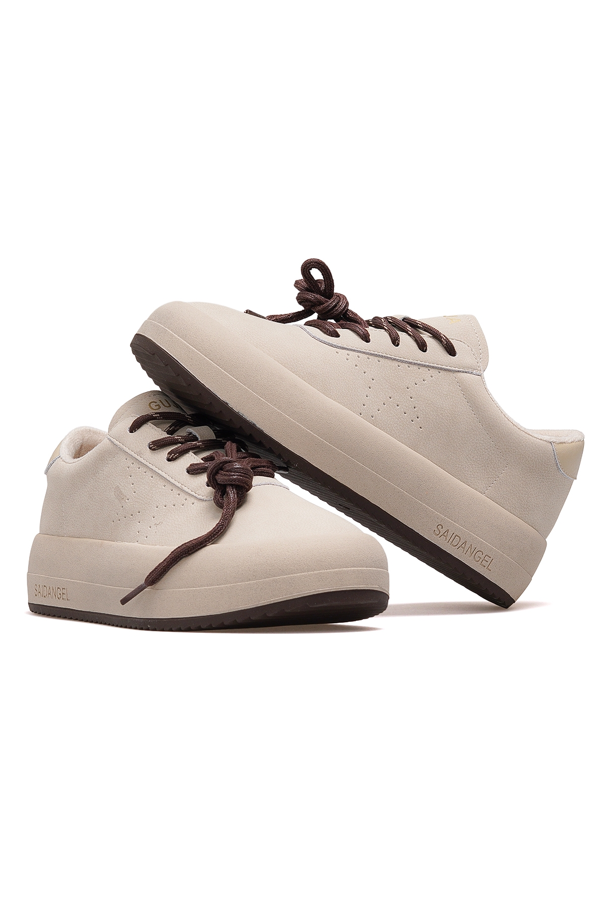 Kadın Deri Sneaker Ayakkabı 25k 25k372 Z Nubuk Bej - Görsel 7