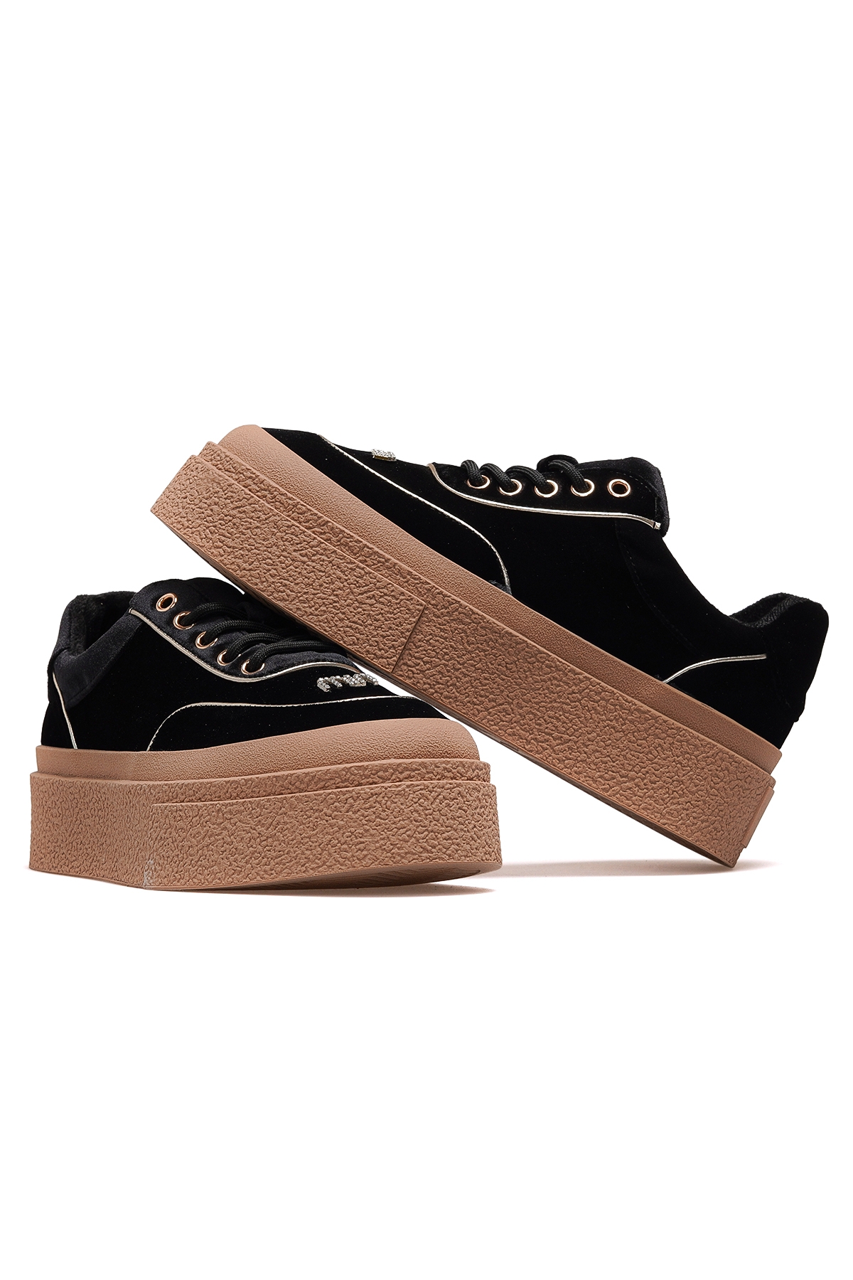 Kadın Deri Sneaker Ayakkabı 25k 25k330 Z Siyah Süet - Görsel 7