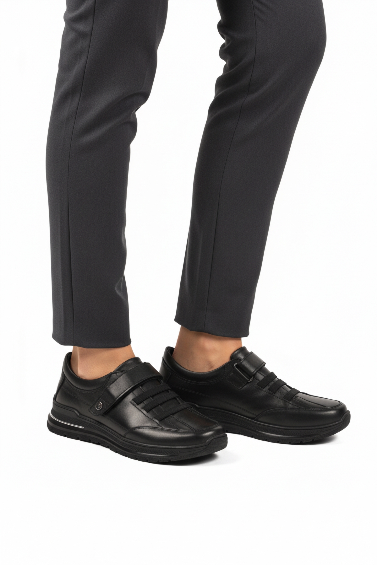 Siyah Cırtlı Hakiki Deri Kadın Casual Ayakkabı 058-Ç Z - Görsel 2