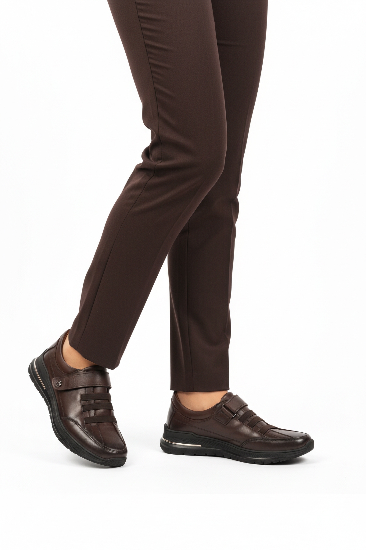 Kahve Cırtlı Hakiki Deri Kadın Casual Ayakkabı 058-Ç Z - Görsel 2