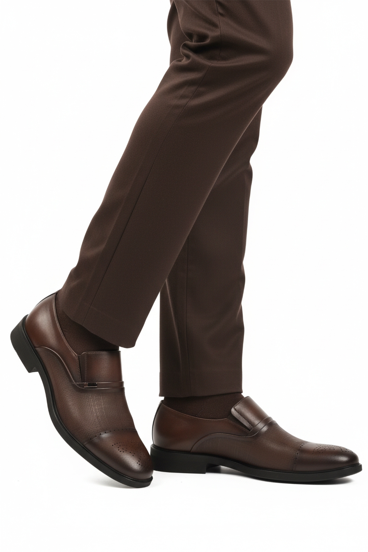 Kahve Hakiki Deri Kaymaz Taban Erkek Klasik Ayakkabı 380 M - Görsel 2