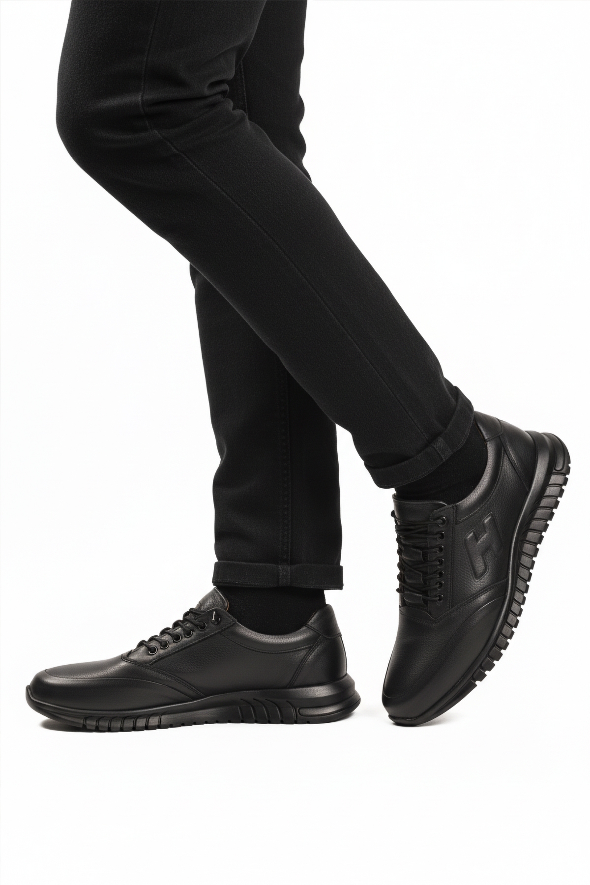Siyah Bağcıklı Deri Jel Taban Anatomik Erkek Casual Ayakkabı 315 M - Görsel 2