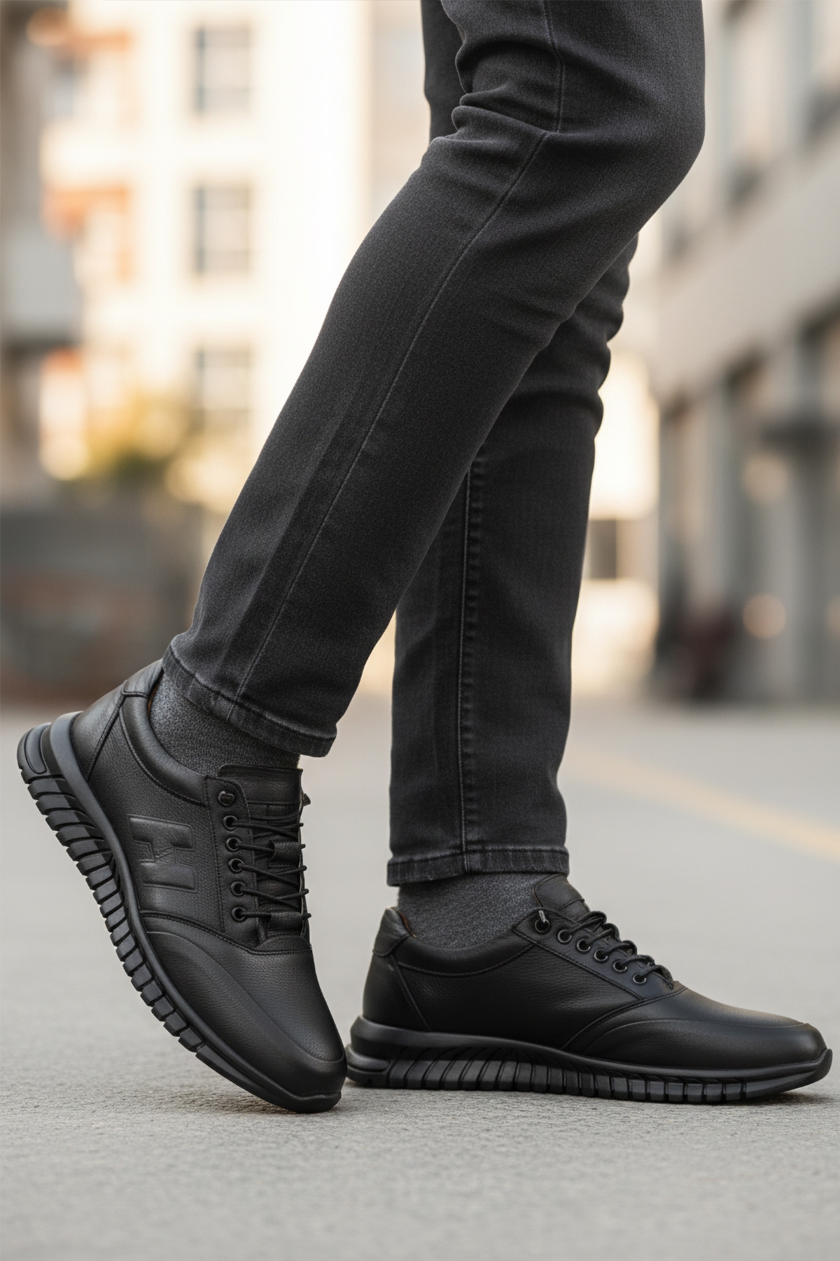 Siyah Bağcıklı Deri Jel Taban Anatomik Erkek Casual Ayakkabı 315 M - Görsel 4