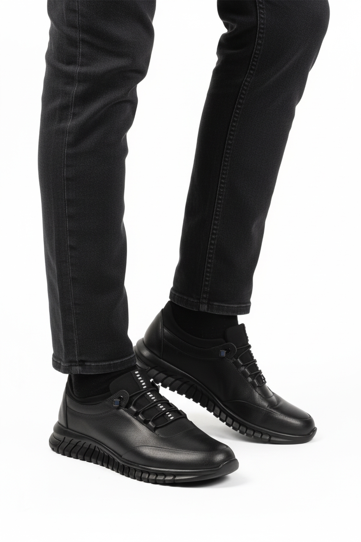 Siyah Bağcıklı Anatomik Jel Taban Deri Erkek Casual Ayakkabı 316 M - Görsel 2