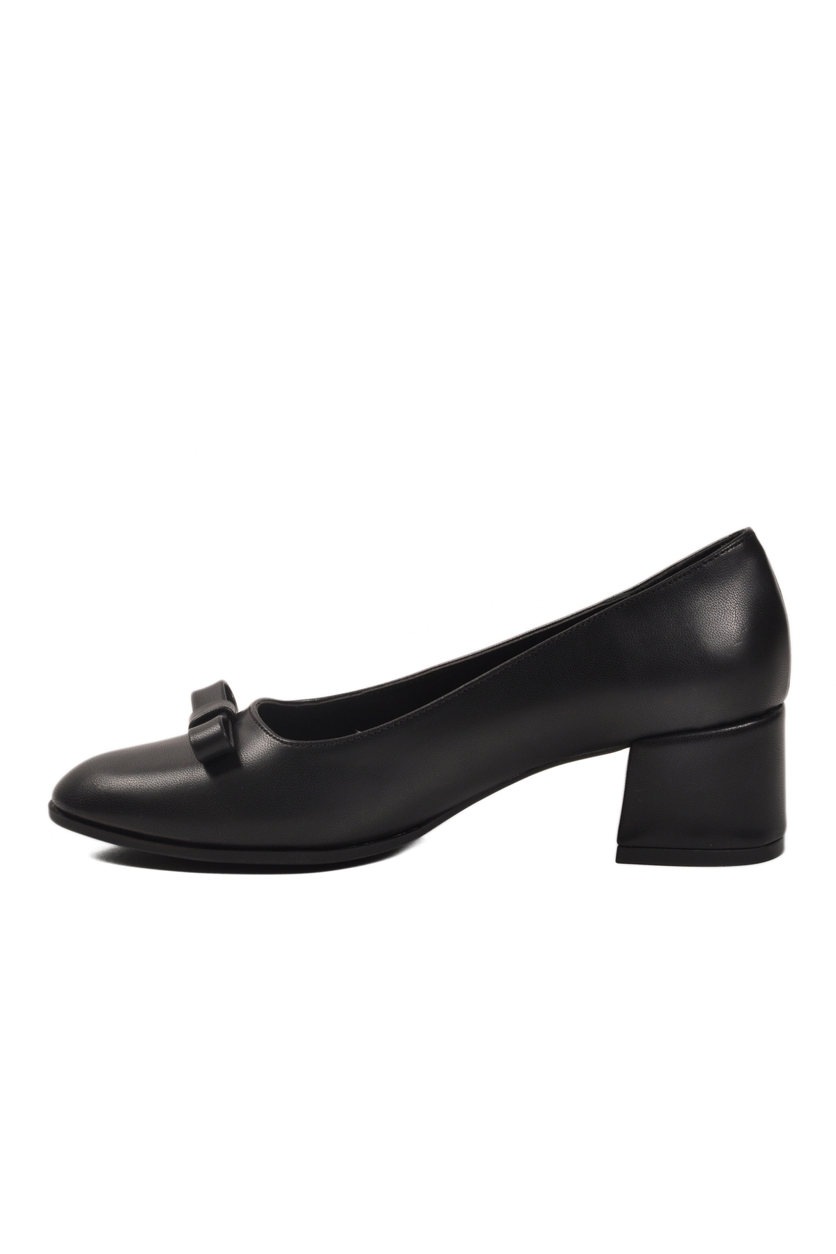 Siyah Cilt Fiyonk Kurdeleli Kadın Topuklu Ayakkabı 519081 Z - Görsel 5