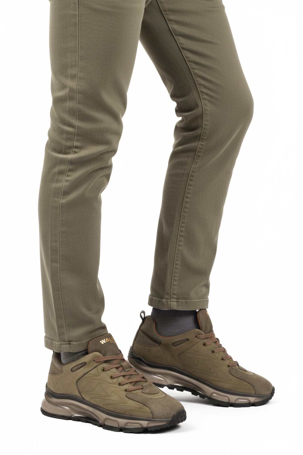 Haki Bağcıklı Hakiki Deri Erkek Spor Ayakkabı 2623 M - Görsel 2