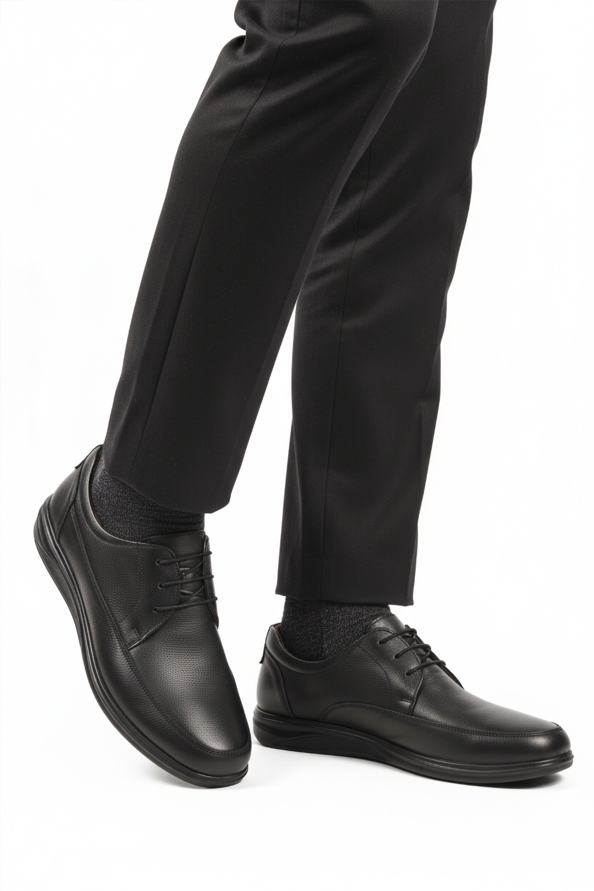 Siyah Hakiki Deri Jel Taban Anatomik Erkek Casual Ayakkabı 473 M - Görsel 2