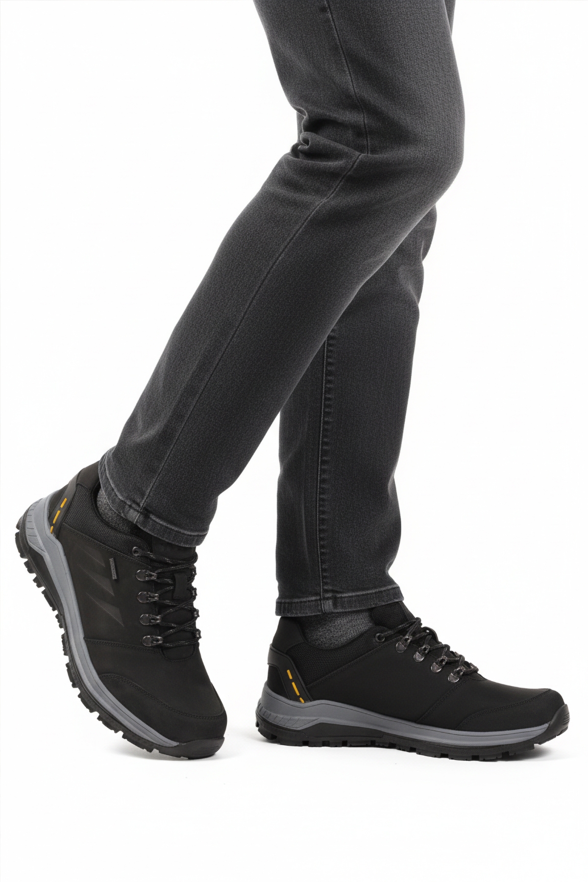 Siyah Hakiki Deri Kaymaz Su İtici Erkek Outdoor Ayakkabı 2343 M - Görsel 2