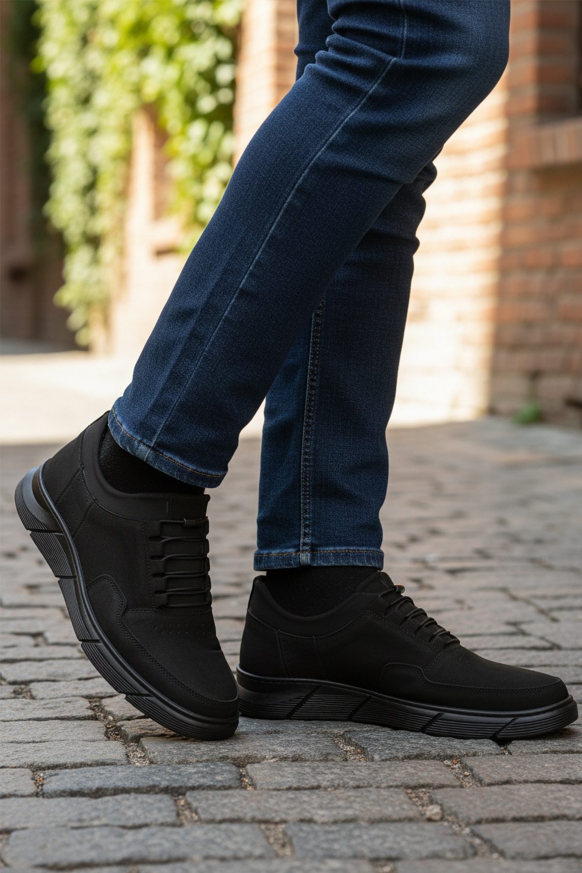 Siyah Nubuk Hakiki Deri Lastik Bağcıklı Erkek Casual Ayakkabı 137 M - Görsel 4