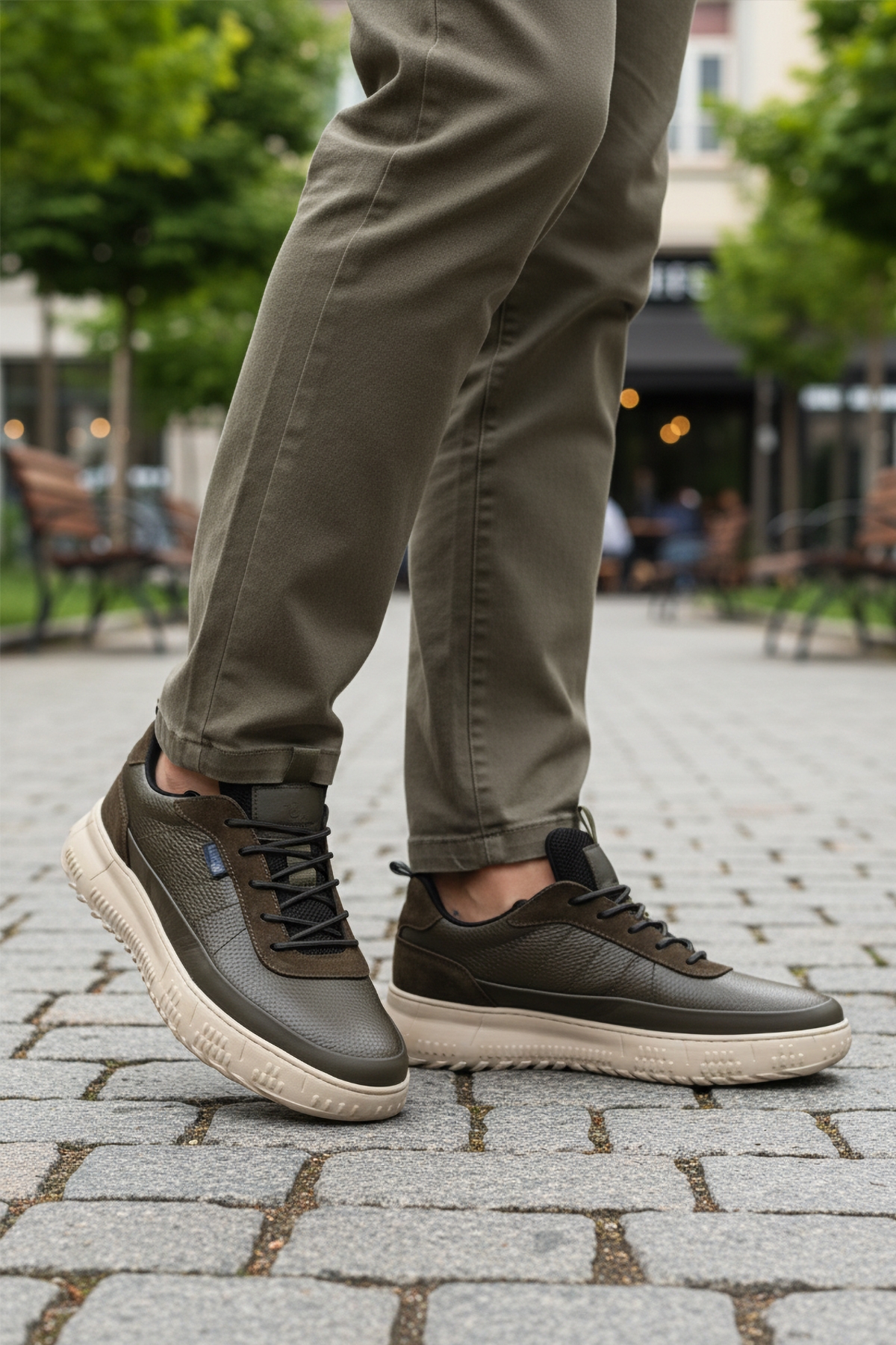 Haki Hakiki Deri Memory Foam Erkek Casual Ayakkabı 152-22487 M - Görsel 4