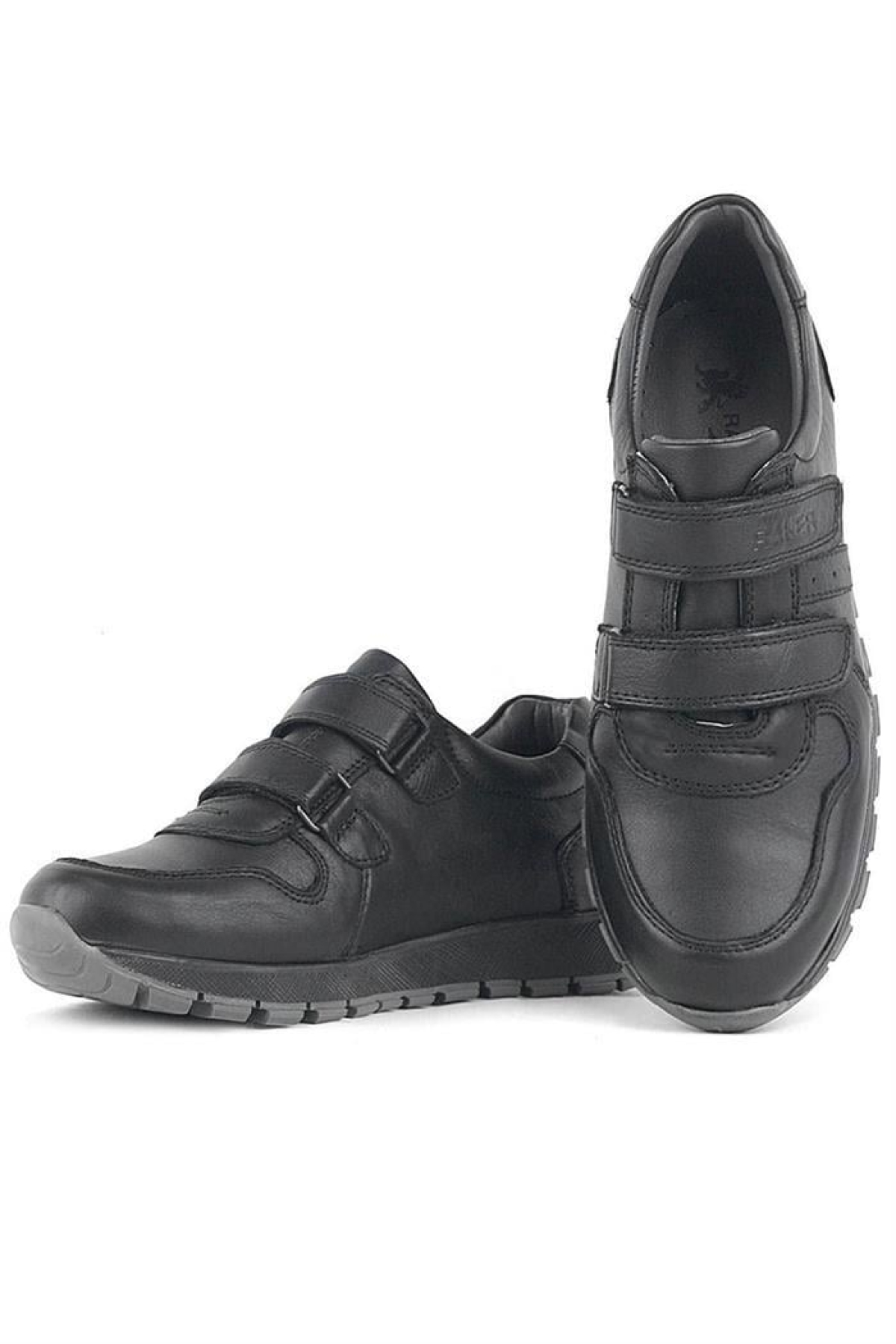 Hakiki Deri Siyah Cırtlı Spor Çocuk Ayakkabı Sneaker - Görsel 4