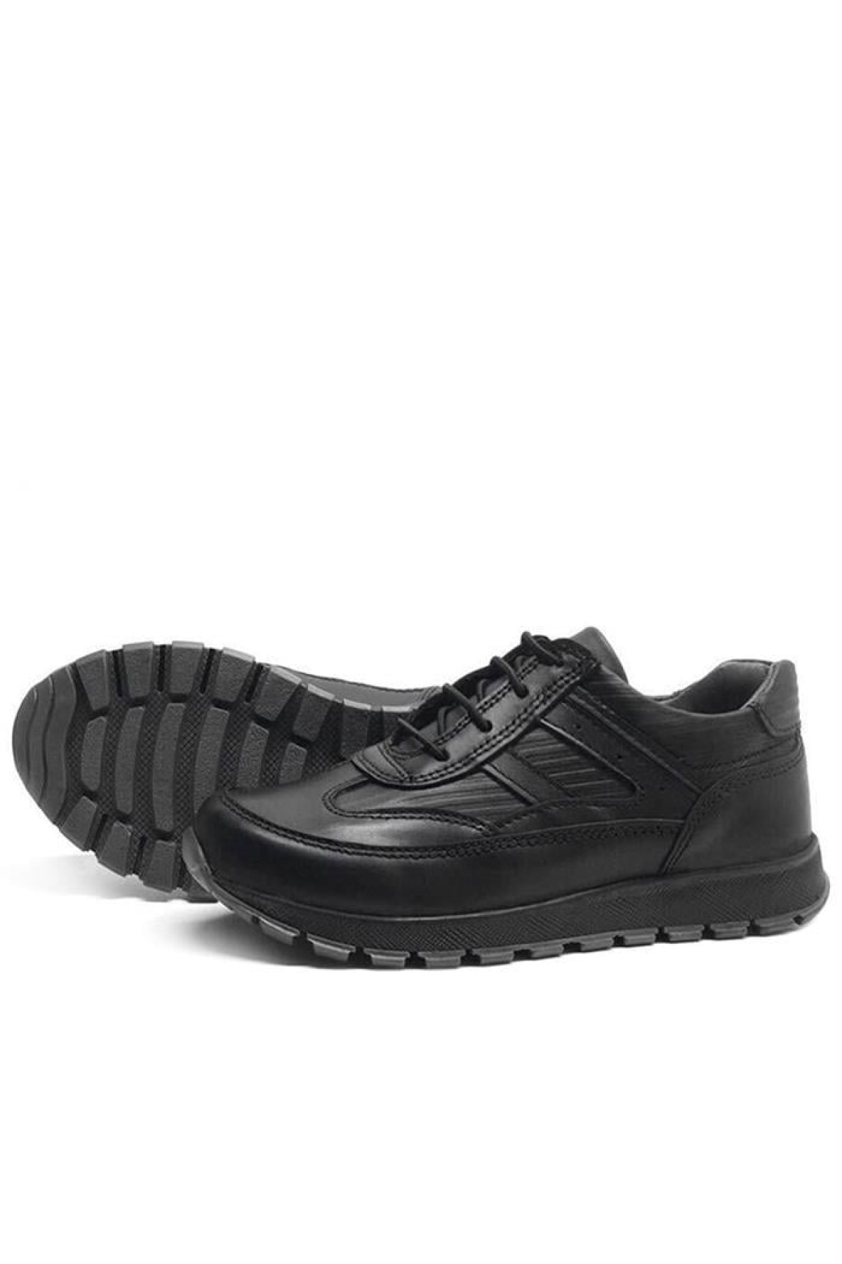 Hakiki Deri Siyah Bağcıklı Erkek Çocuk Spor Okul Ayakkabı - Görsel 4