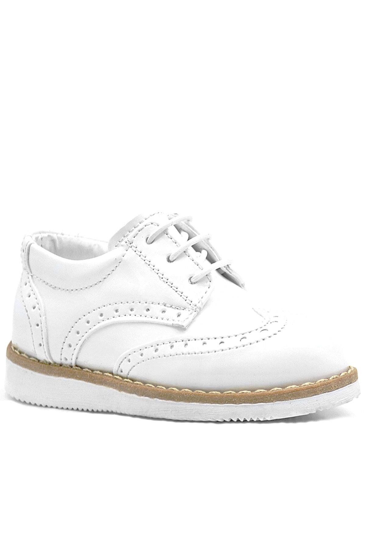 Hidra Beyaz Rugan Bağcıklı Erkek Bebek Ayakkabı - Görsel 2