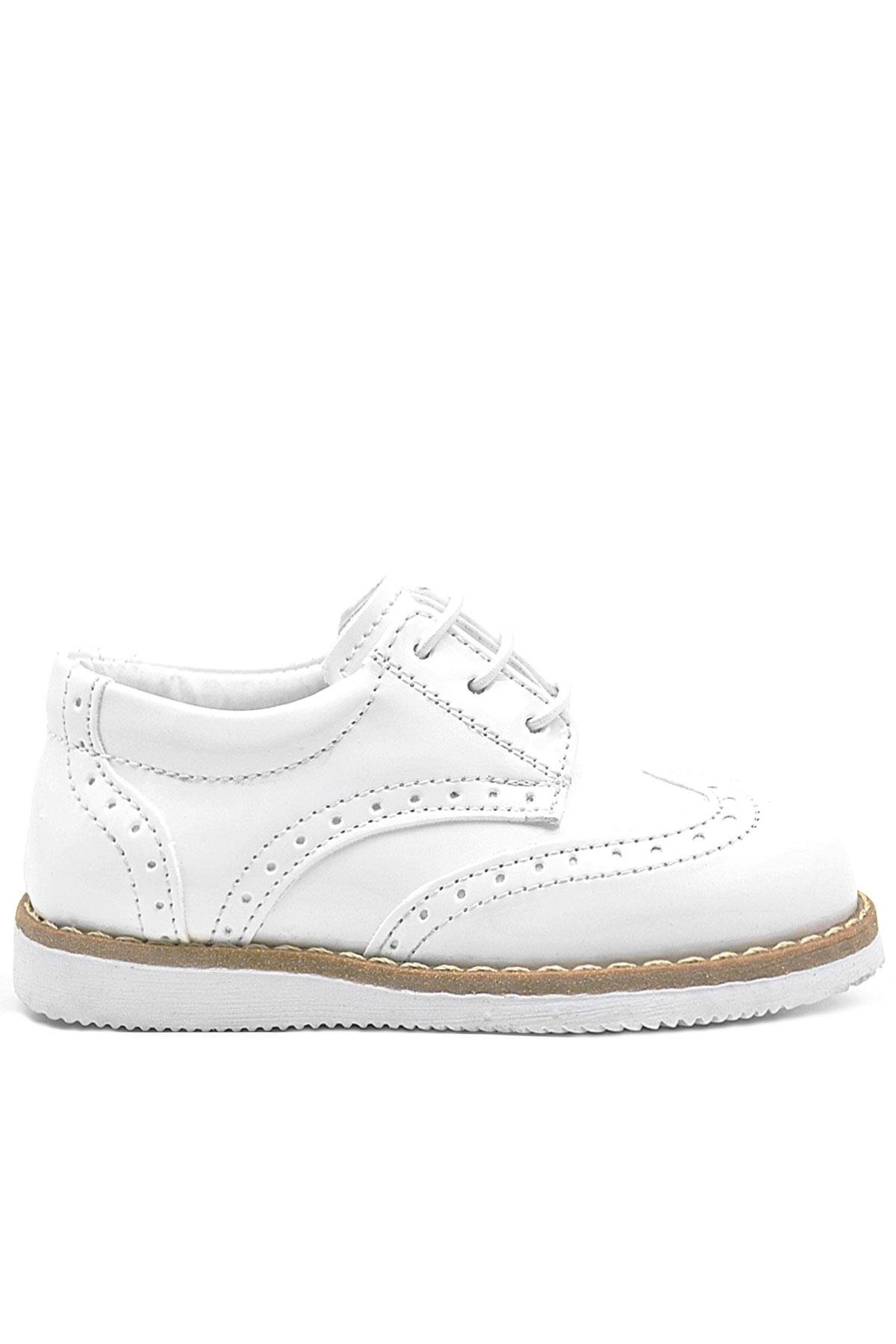 Hidra Beyaz Rugan Bağcıklı Erkek Bebek Ayakkabı - Görsel 3
