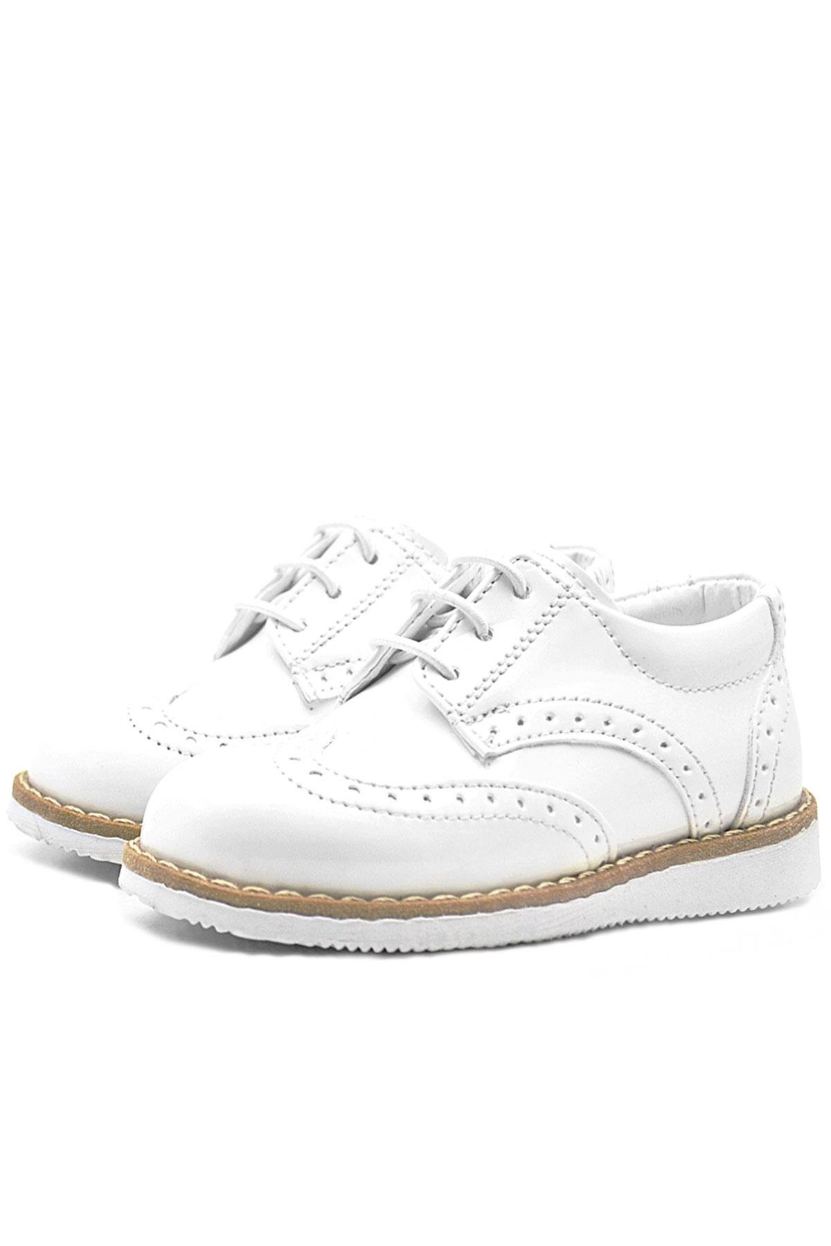 Hidra Beyaz Rugan Bağcıklı Erkek Bebek Ayakkabı - Görsel 4