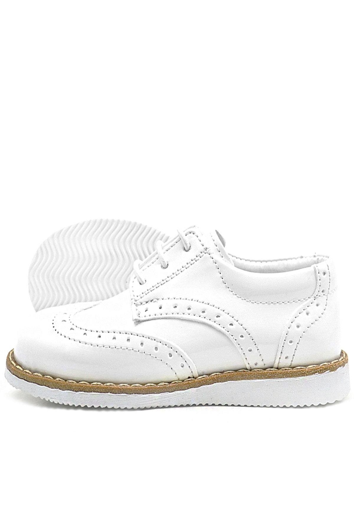 Hidra Beyaz Rugan Bağcıklı Erkek Bebek Ayakkabı - Görsel 5