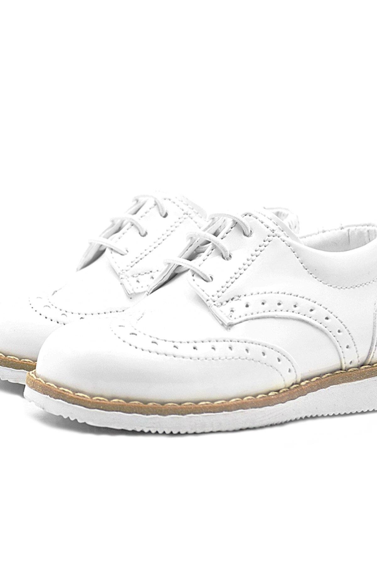 Hidra Beyaz Rugan Bağcıklı Erkek Bebek Ayakkabı - Görsel 6