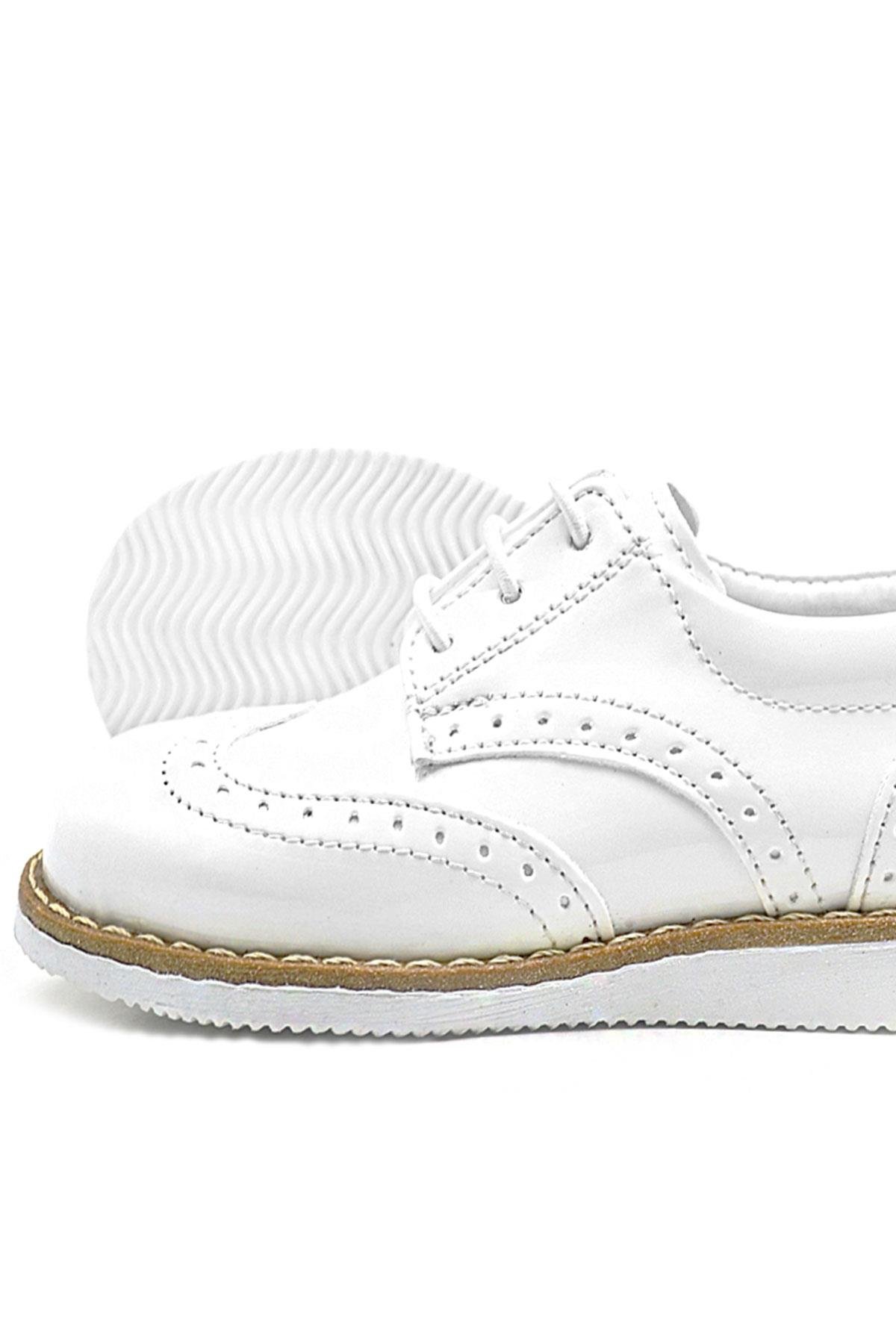 Hidra Beyaz Rugan Bağcıklı Erkek Bebek Ayakkabı - Görsel 7