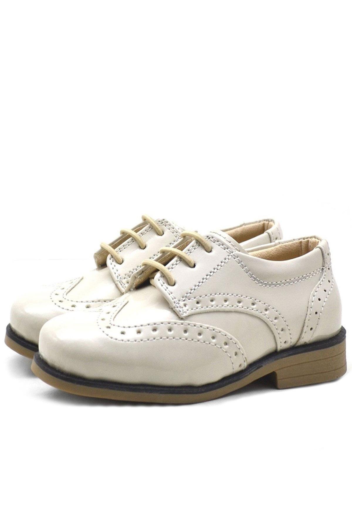 Bej Rugan Bağcıklı Klasik Erkek Çocuk Ayakkabı - Görsel 4