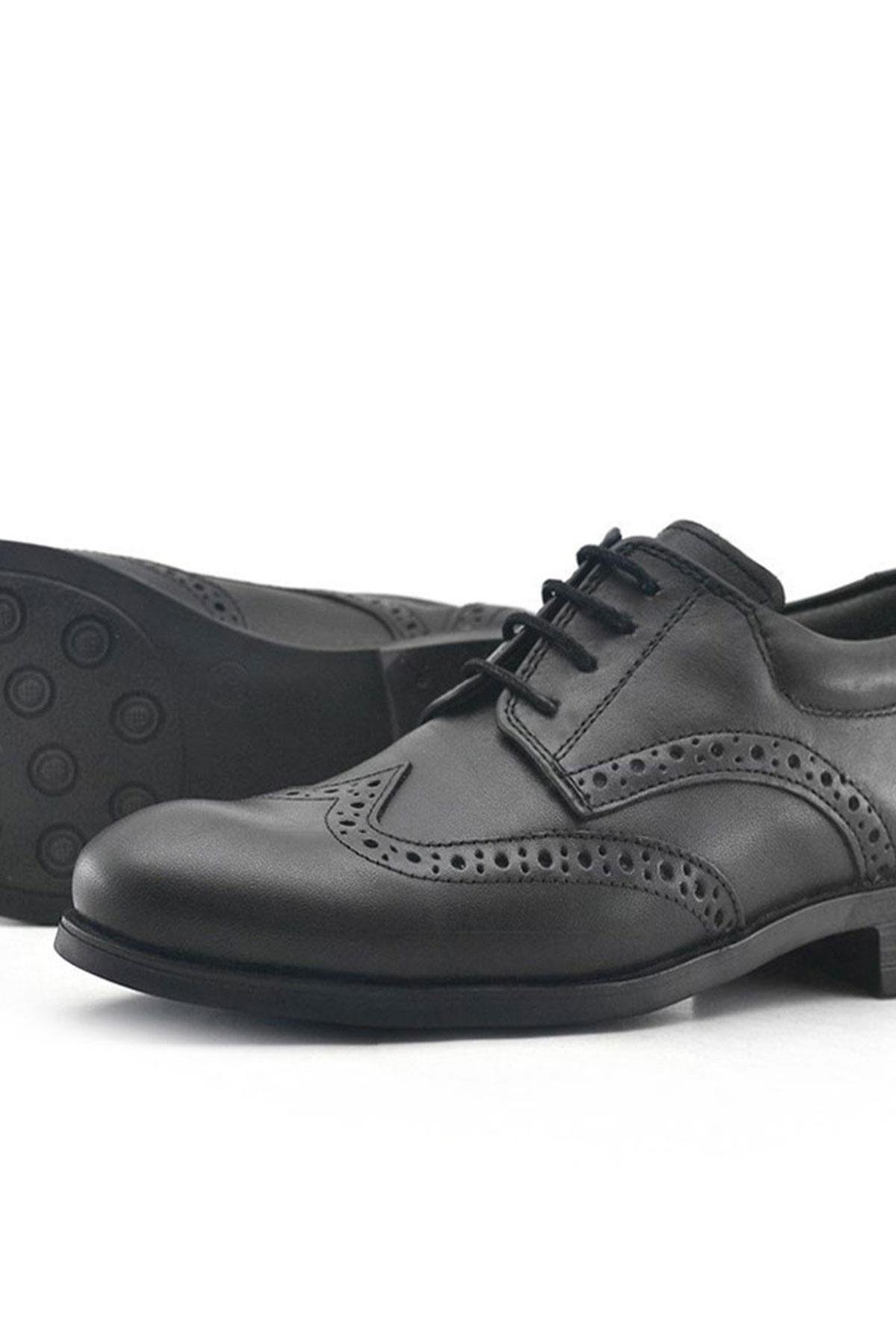 Titan Hakiki Deri Siyah Klasik Erkek Çocuk Ayakkabısı - Görsel 7