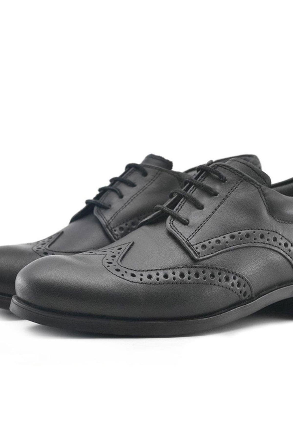 Titan Hakiki Deri Siyah Klasik Erkek Çocuk Ayakkabısı - Görsel 8