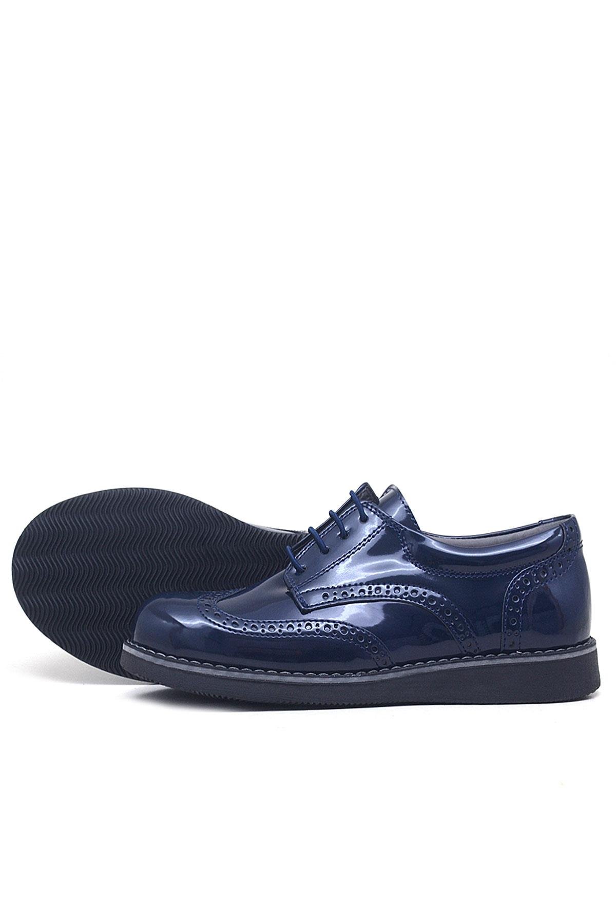 Lacivert Rugan Bağcıklı Klasik Erkek Çocuk Ayakkabı - Görsel 6