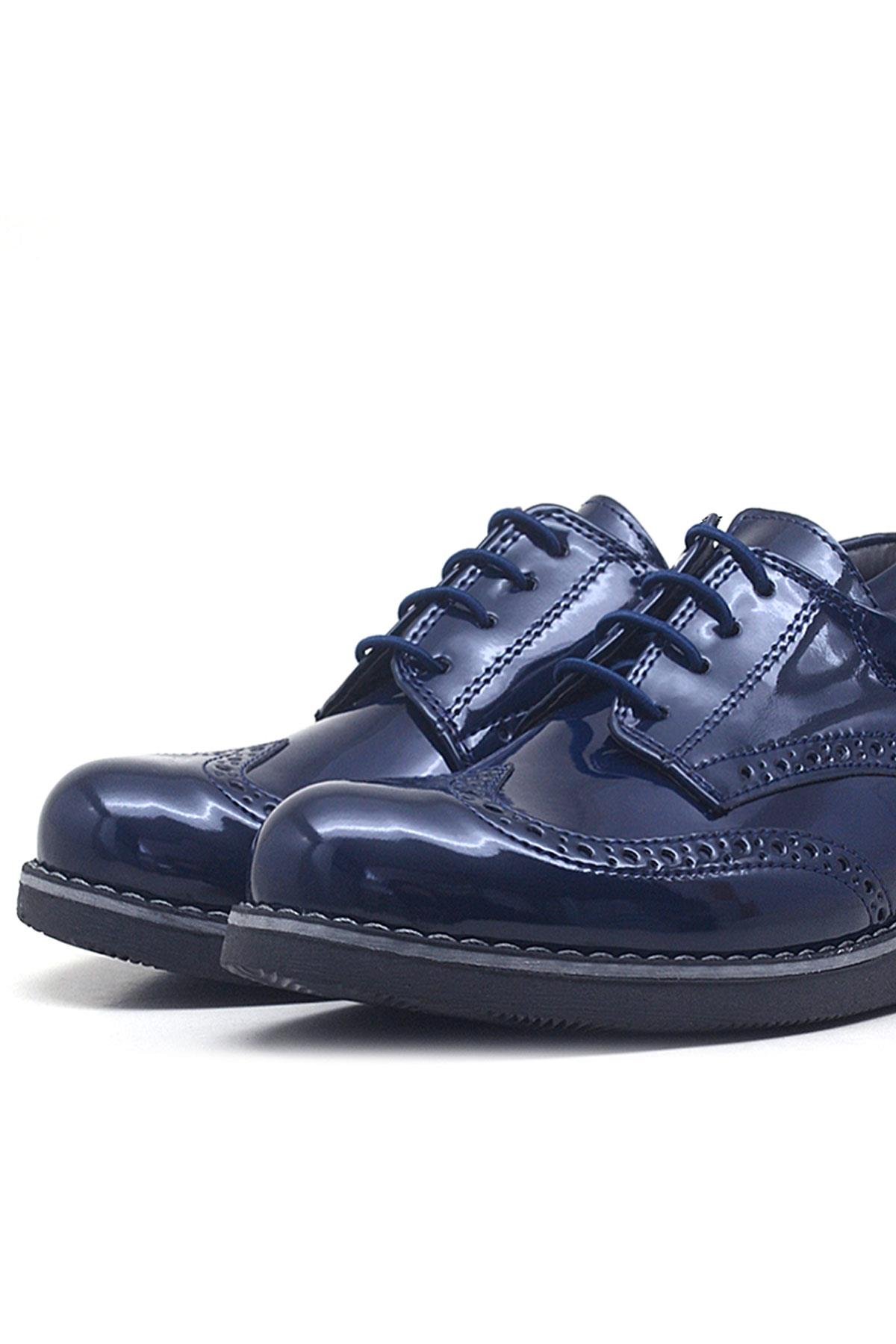 Lacivert Rugan Bağcıklı Klasik Erkek Çocuk Ayakkabı - Görsel 7