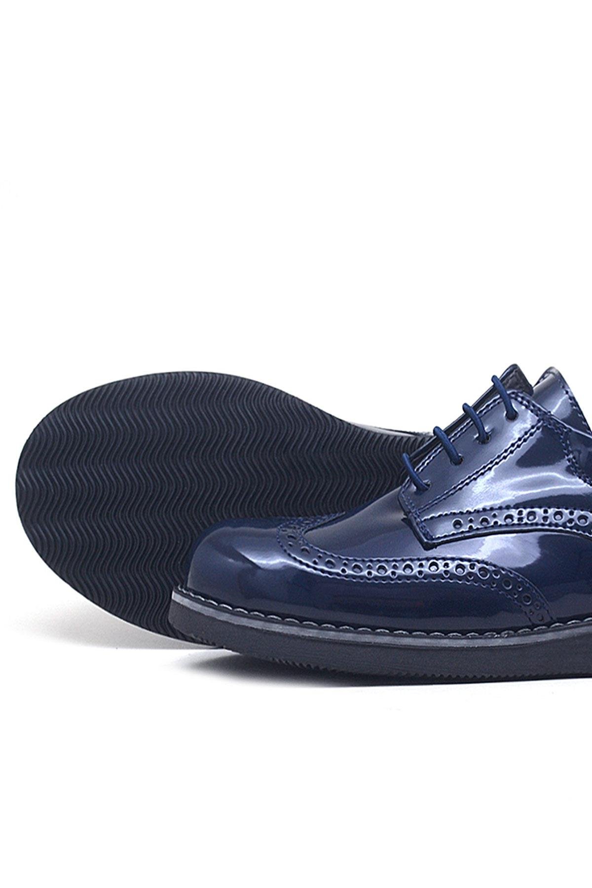 Lacivert Rugan Bağcıklı Klasik Erkek Çocuk Ayakkabı - Görsel 8