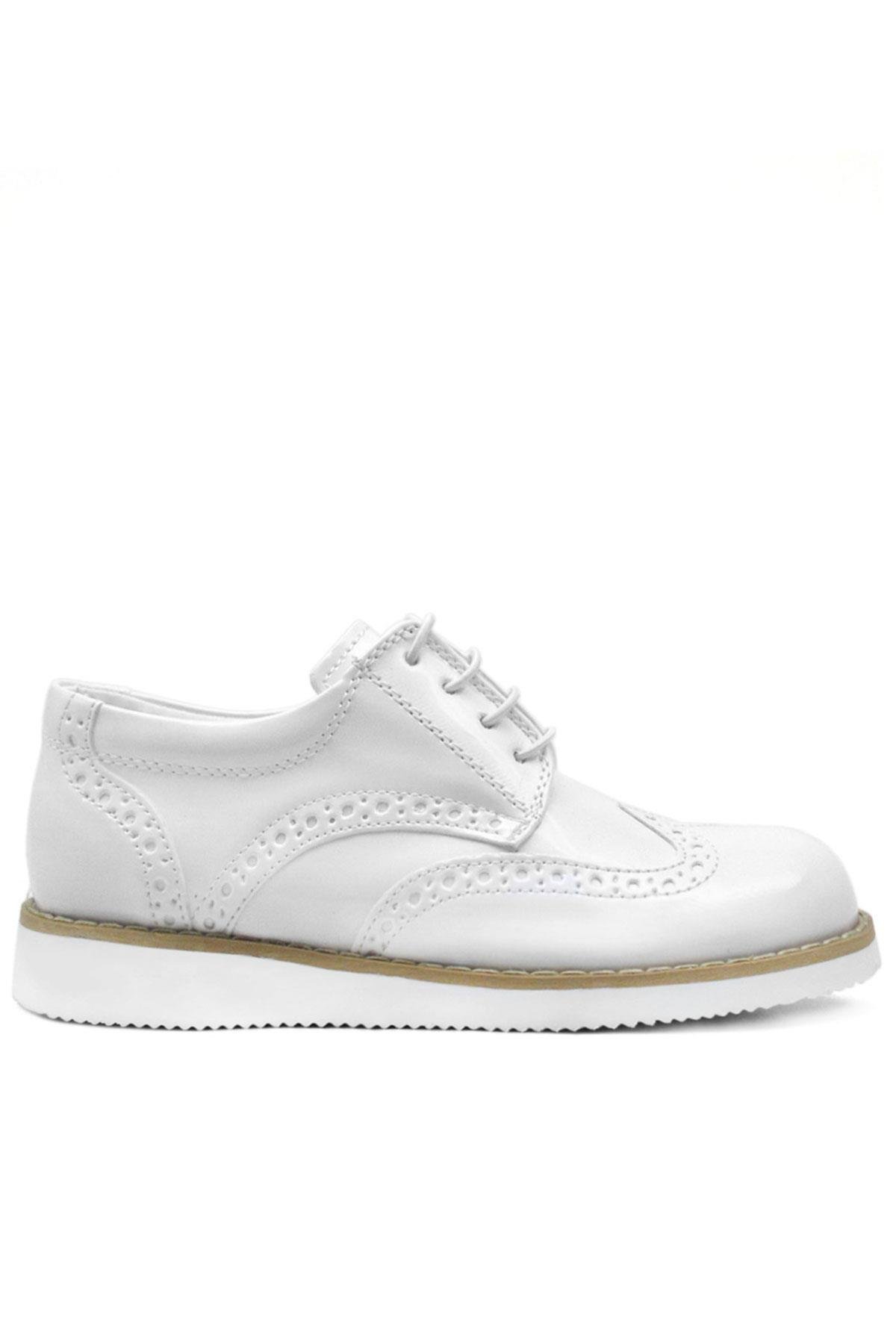 Hidra Beyaz Rugan Bağcıklı Erkek Çocuk Ayakkabı - Görsel 6