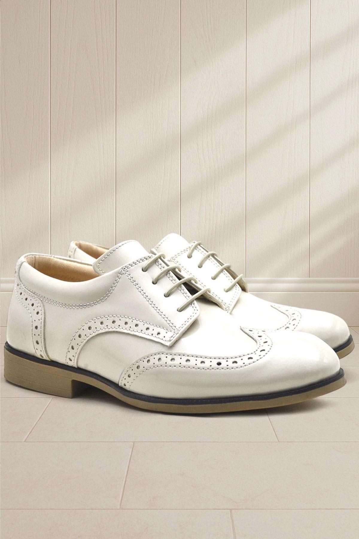 Bej Rugan Bağcıklı Klasik Erkek Çocuk Ayakkabı - Görsel 2