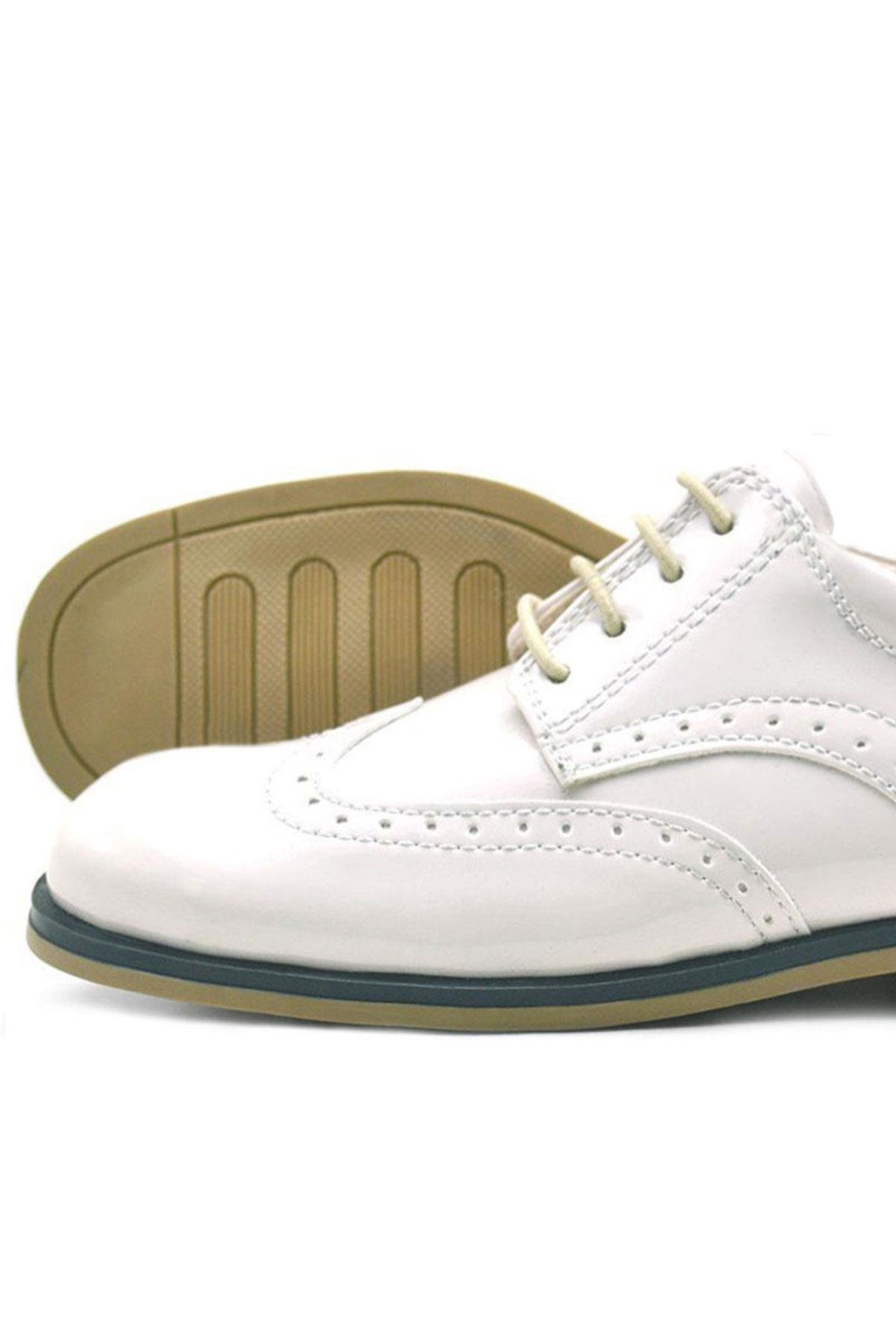 Bej Rugan Bağcıklı Klasik Erkek Çocuk Ayakkabı - Görsel 5