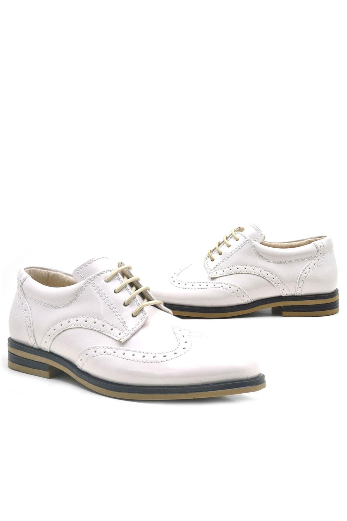 Bej Rugan Bağcıklı Klasik Erkek Çocuk Ayakkabı - Görsel 9