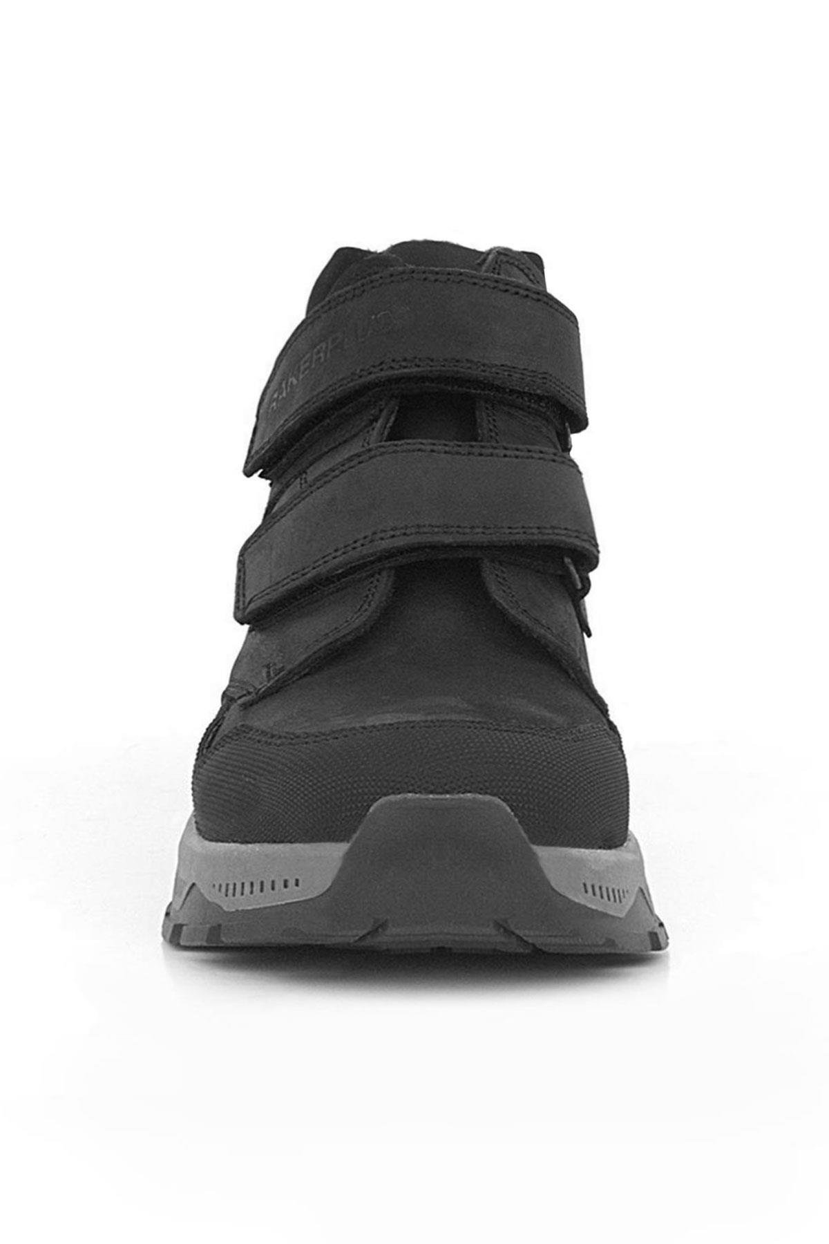 Trekking Hakiki Deri Siyah Cırtlı Erkek Çocuk Bot - Görsel 4