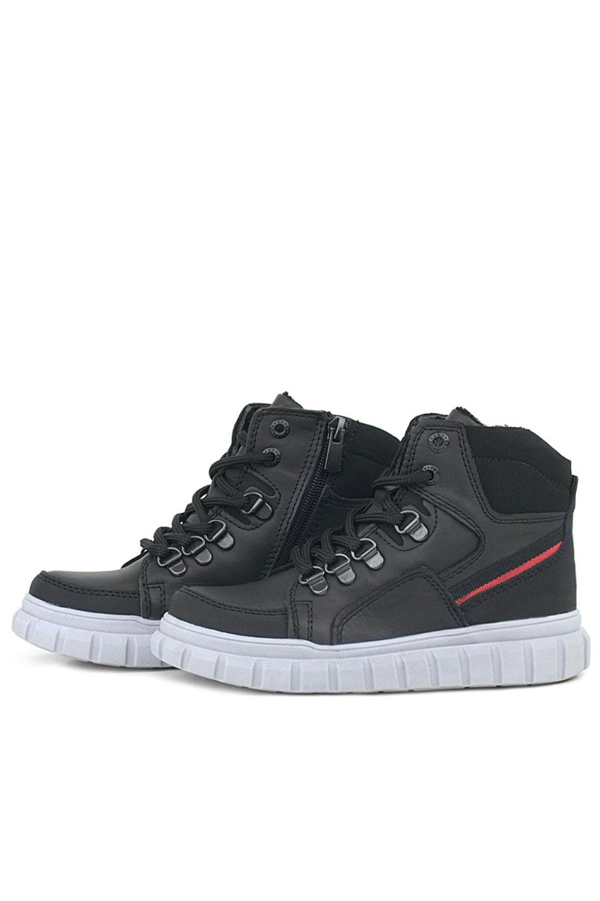 Hakiki Deri Siyah Fermuarlı Erkek Çocuk Bot - Görsel 7