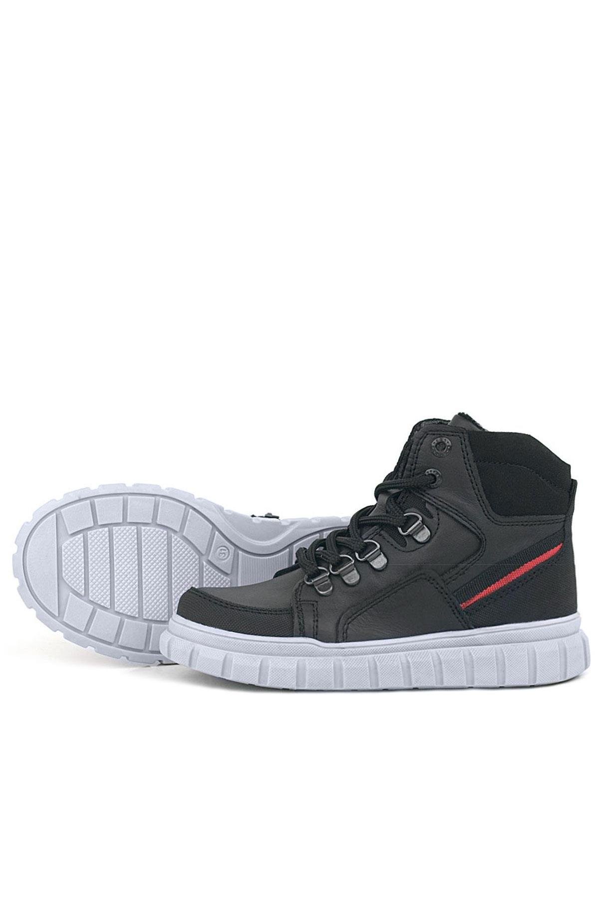 Hakiki Deri Siyah Fermuarlı Erkek Çocuk Bot - Görsel 8