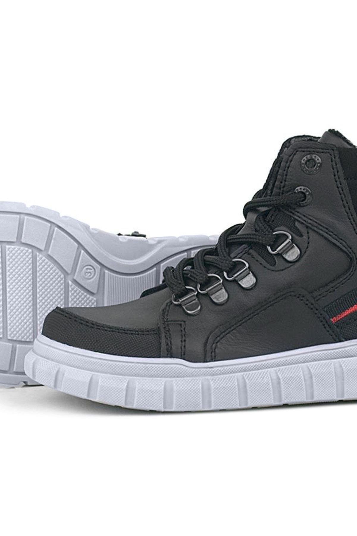 Hakiki Deri Siyah Fermuarlı Erkek Çocuk Bot - Görsel 9