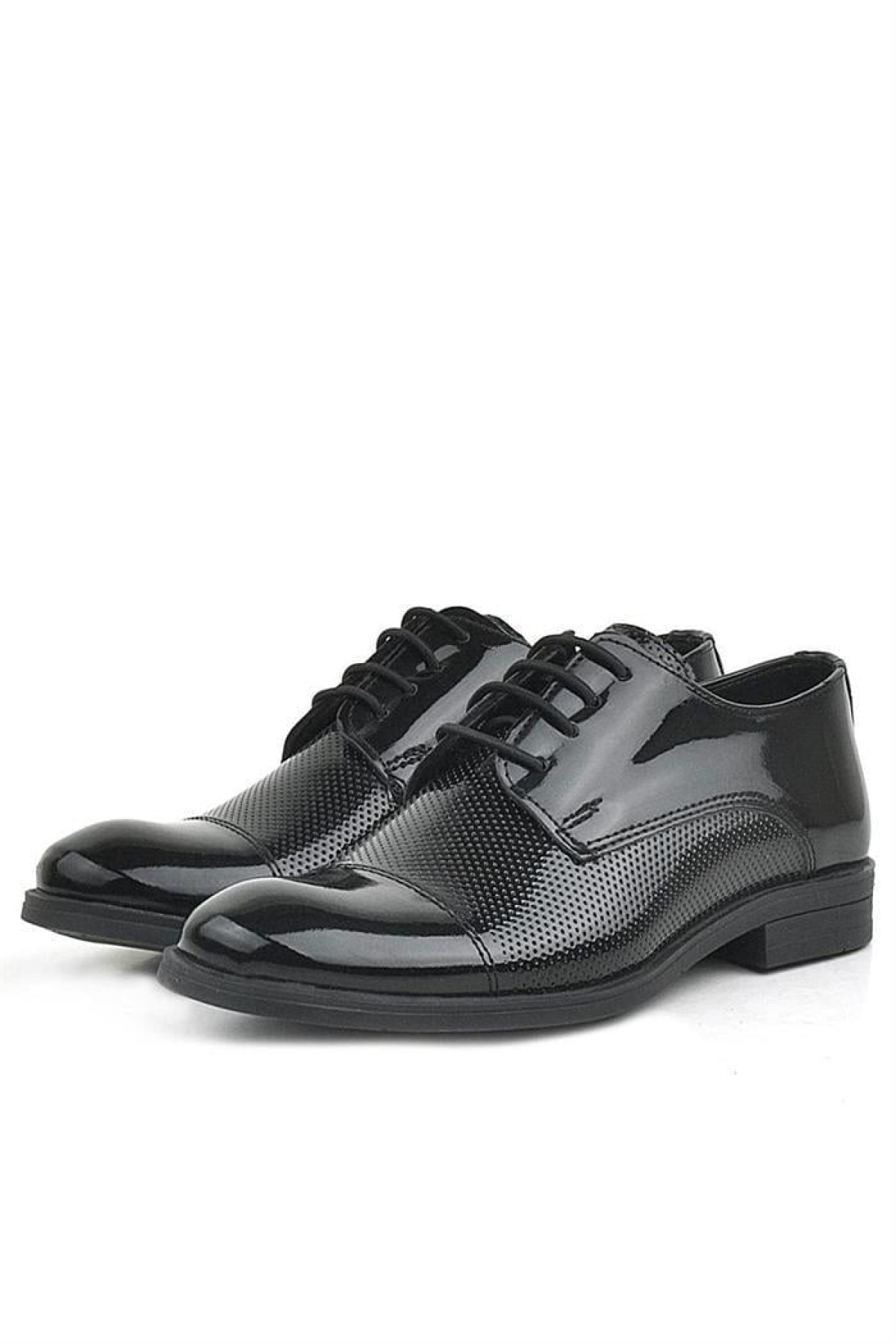 Siyah Rugan Bağcıklı Oxford Çocuk Klasik Ayakkabı - Görsel 5