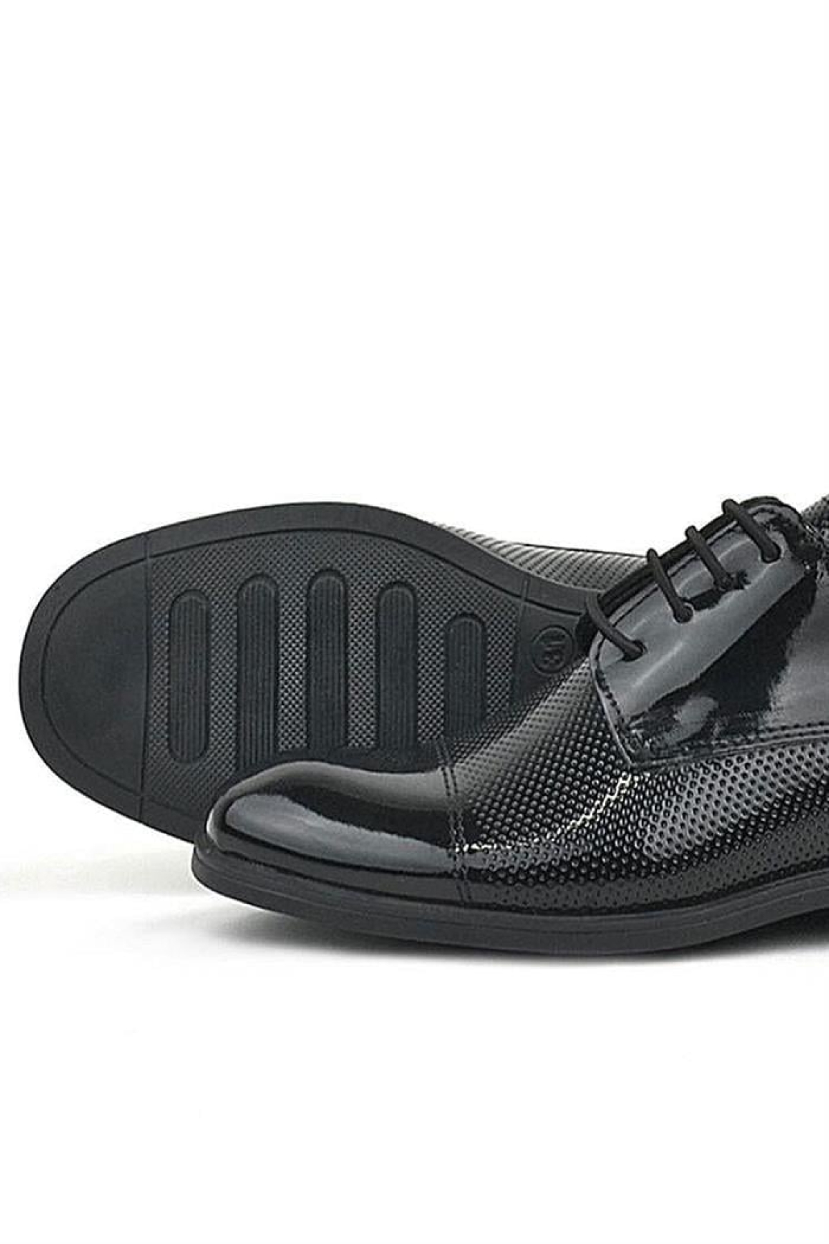 Siyah Rugan Bağcıklı Oxford Çocuk Klasik Ayakkabı - Görsel 8