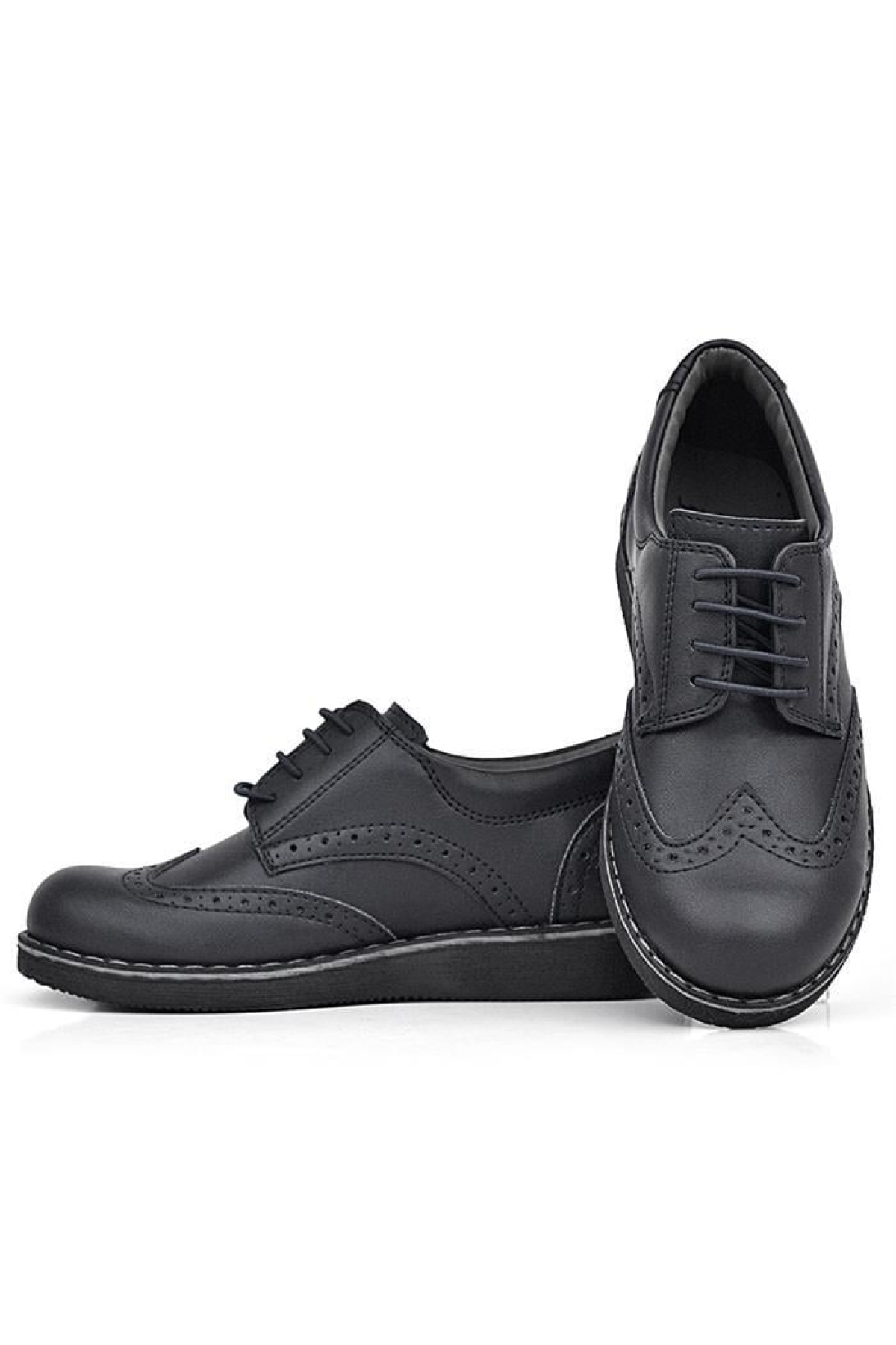 Hidra Siyah Mat Bağcıklı Klasik Erkek Çocuk Ayakkabı - Görsel 7