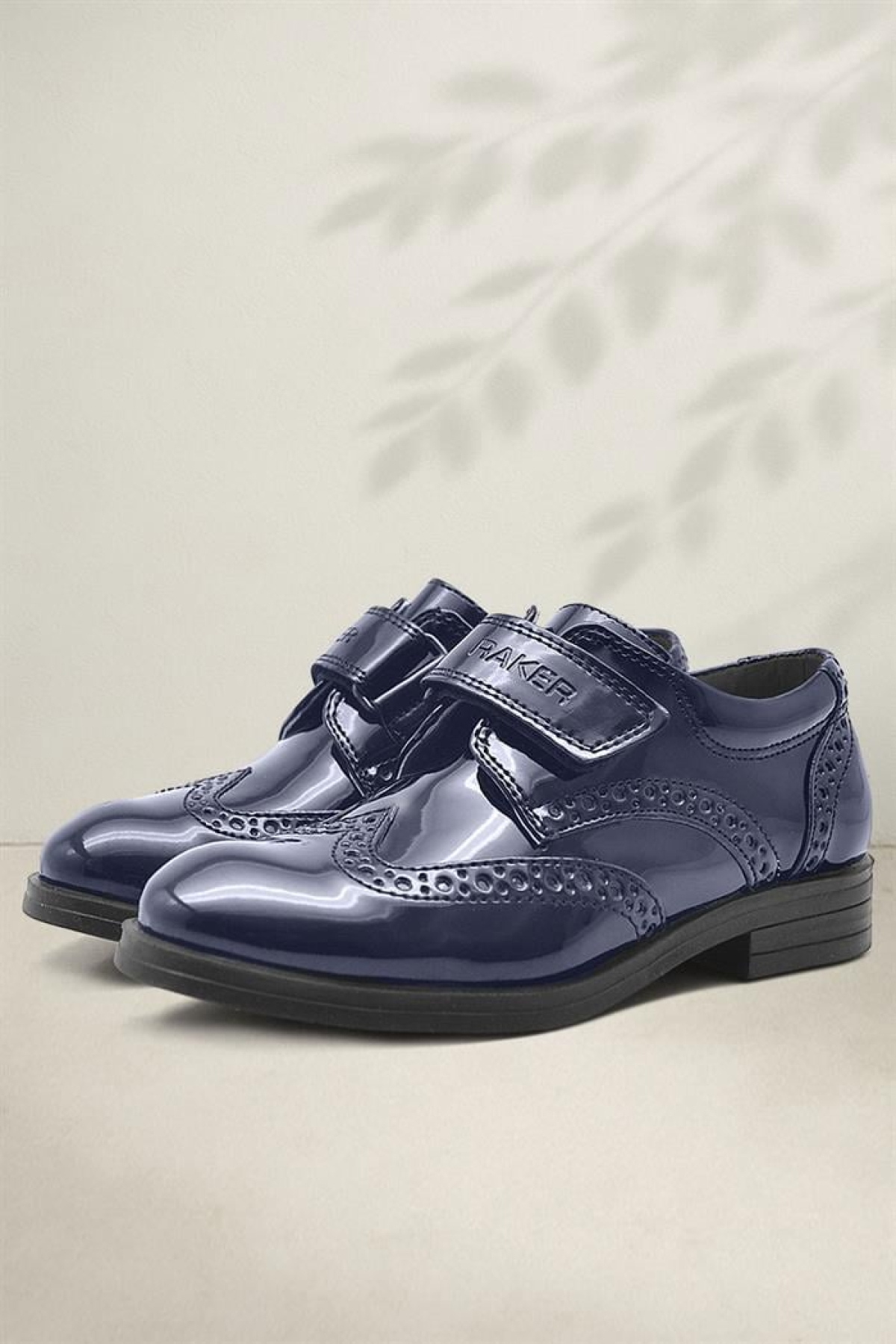 Lacivert Cırtlı Oxford Erkek Çocuk Rugan Ayakkabı - Görsel 3