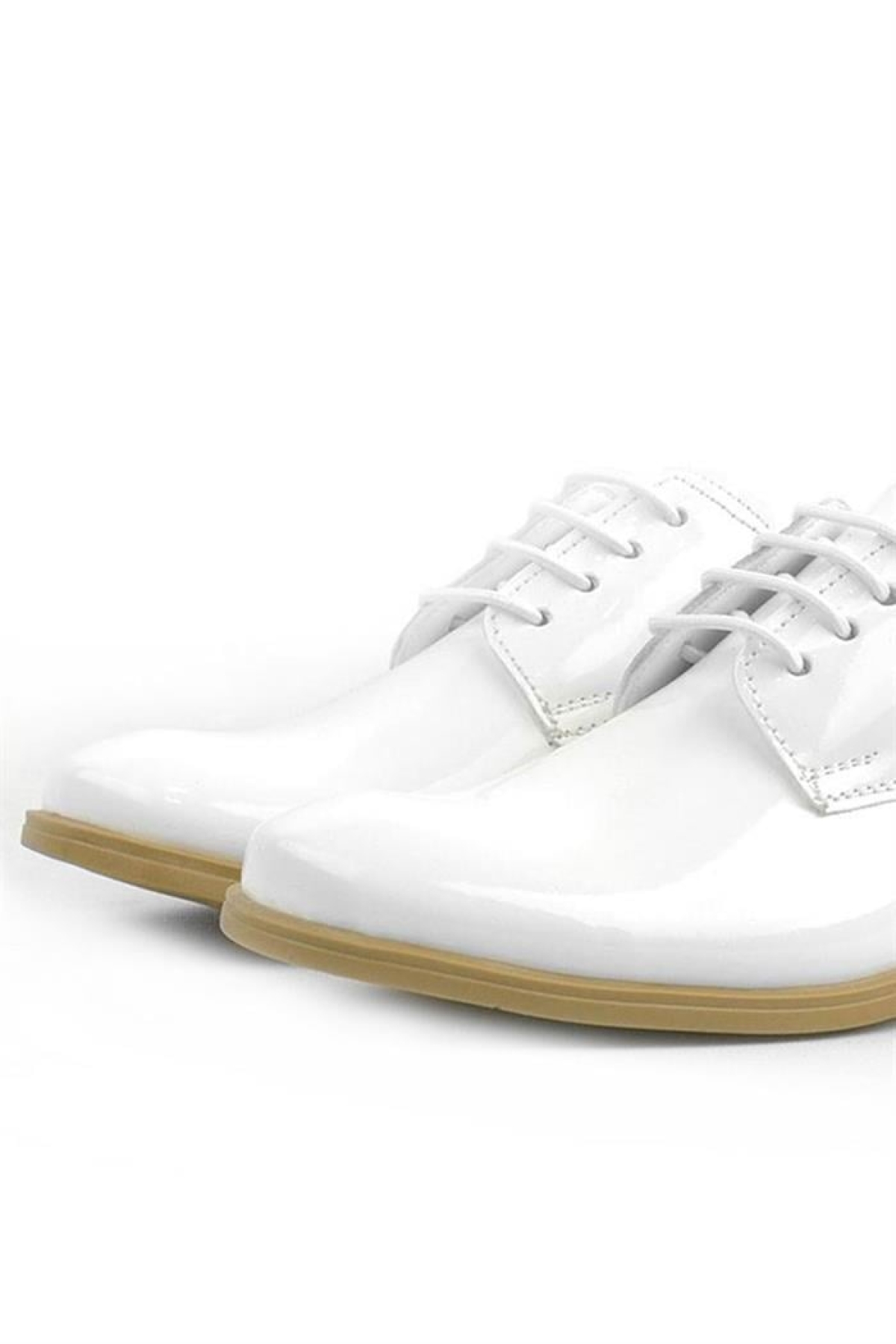 Beyaz Rugan Bağcıklı Oxford Çocuk Klasik Ayakkabısı - Görsel 8