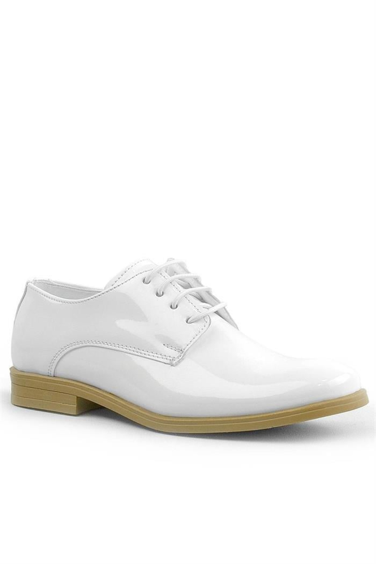 Beyaz Rugan Bağcıklı Oxford Çocuk Klasik Ayakkabısı - Görsel 2