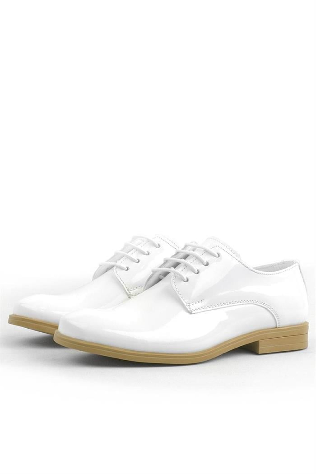 Beyaz Rugan Bağcıklı Oxford Çocuk Klasik Ayakkabısı - Görsel 5