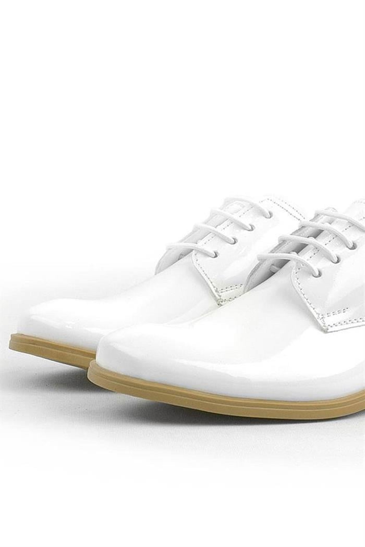 Beyaz Rugan Bağcıklı Oxford Çocuk Klasik Ayakkabısı - Görsel 8
