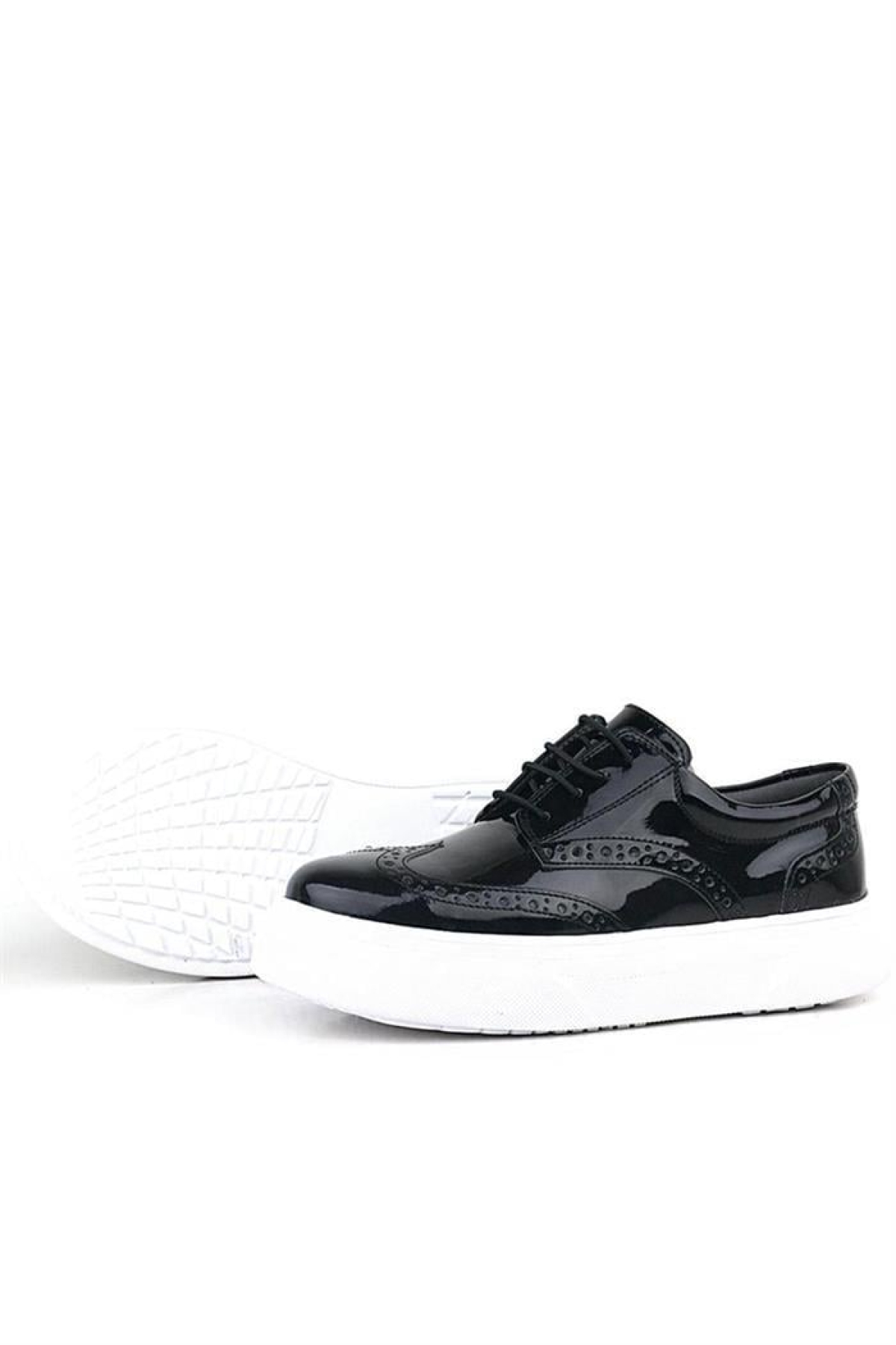 Siyah Rugan Beyaz Taban Oxford Çocuk Klasik Ayakkabı - Görsel 7