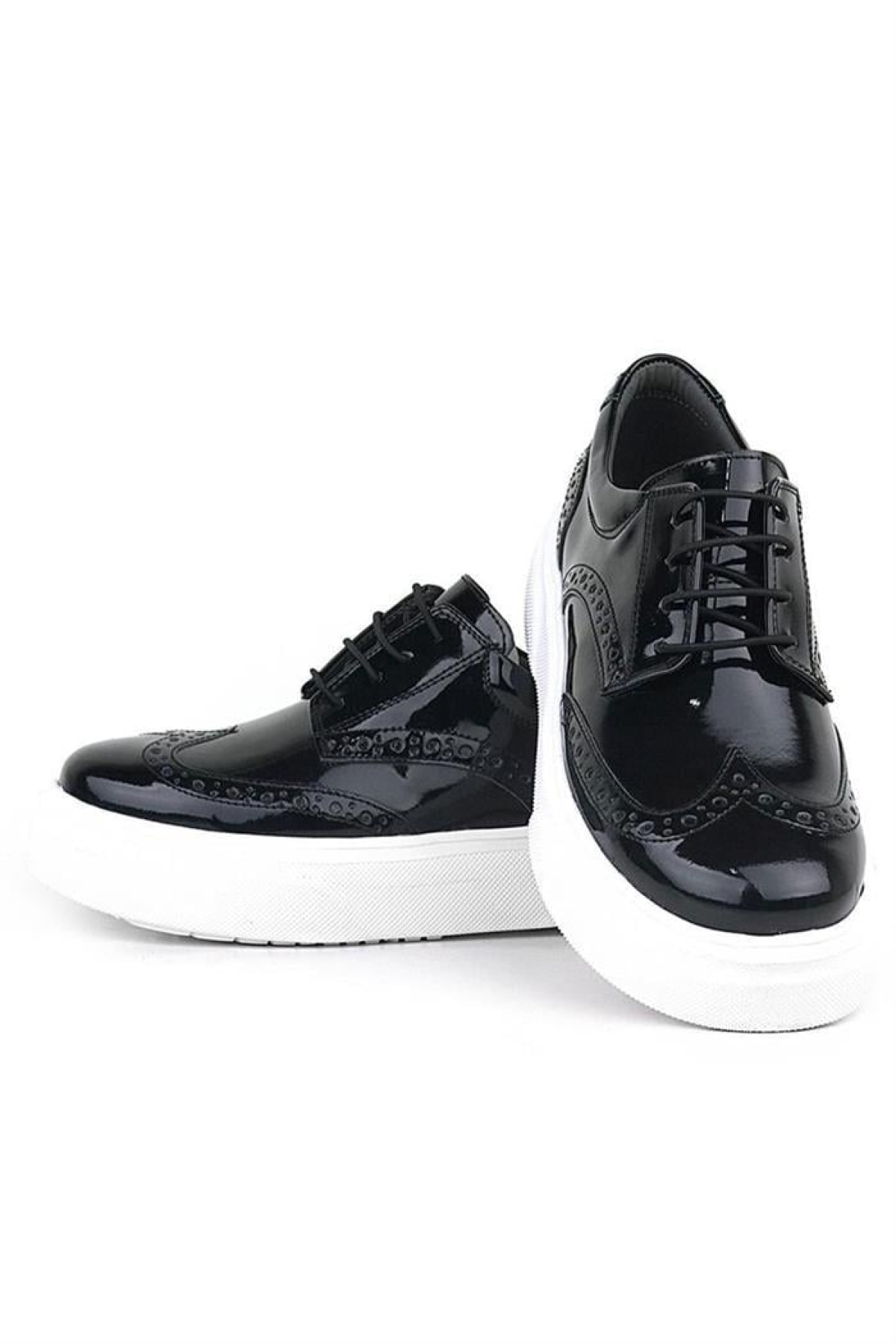 Siyah Rugan Beyaz Taban Oxford Çocuk Klasik Ayakkabı - Görsel 8