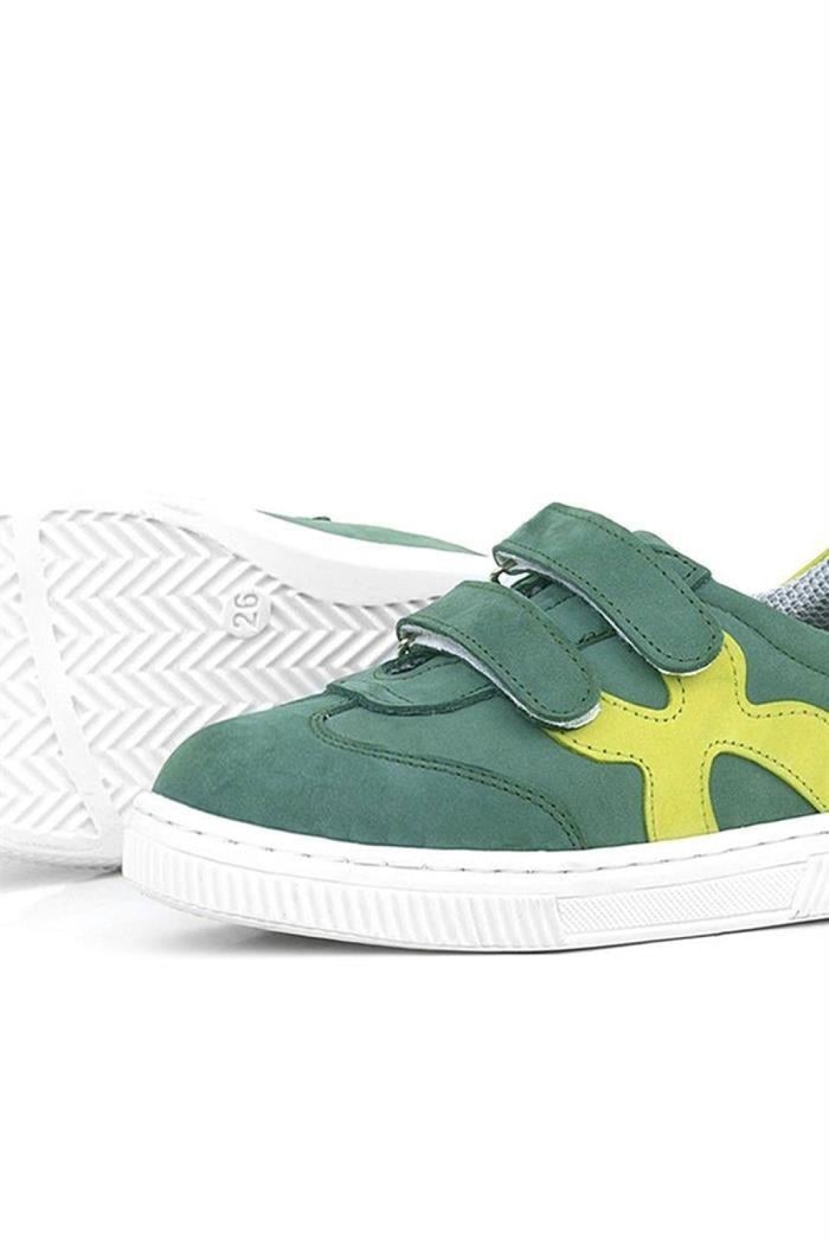 Hakiki Deri Yeşil Cırtlı Çocuk Spor Ayakkabı - Görsel 8