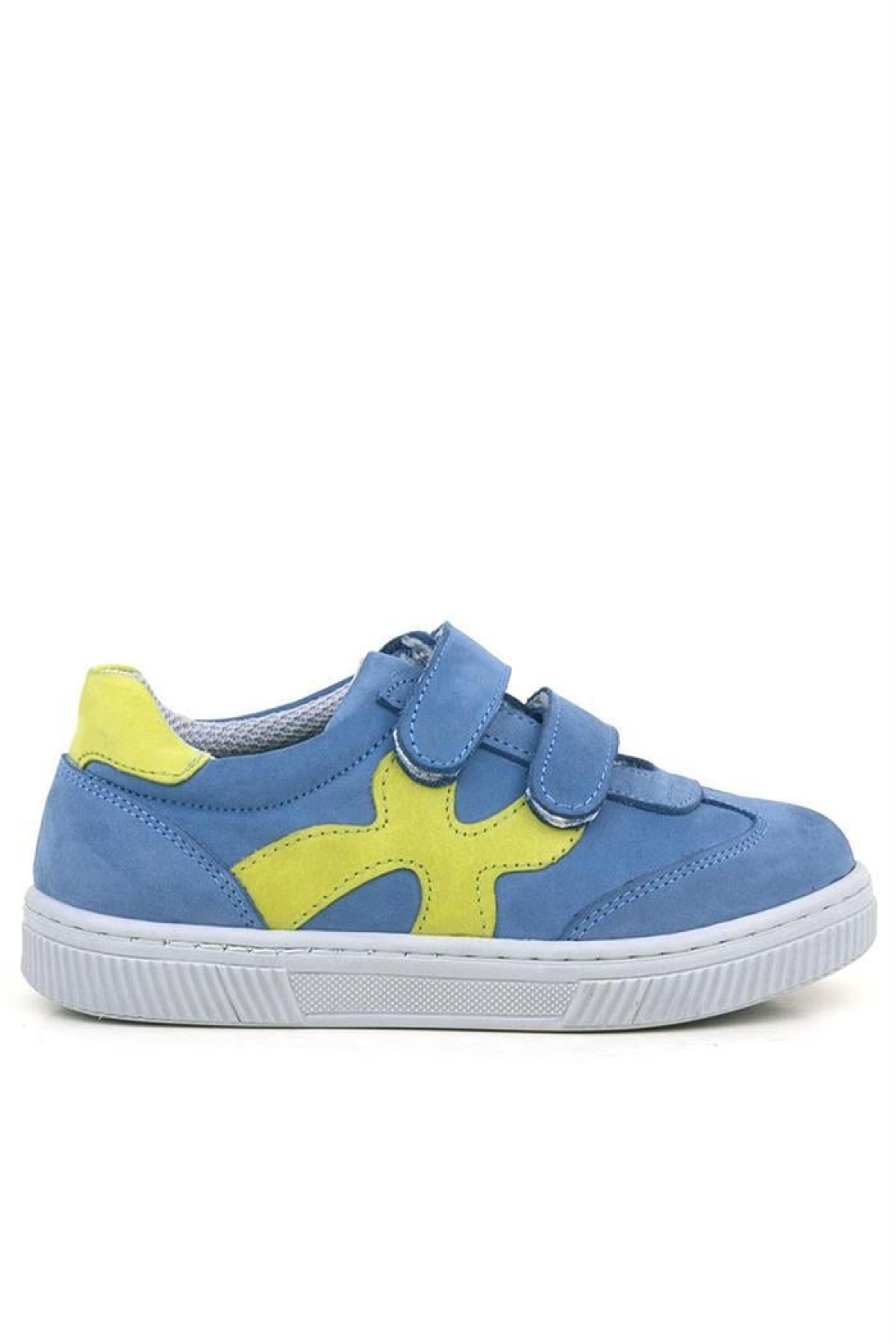 Hakiki Deri Mavi Yeşil Cırtlı Çocuk Spor Ayakkabı - Görsel 4