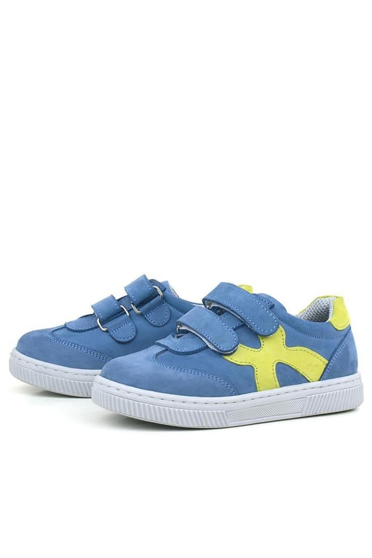Hakiki Deri Mavi Yeşil Cırtlı Çocuk Spor Ayakkabı - Görsel 6