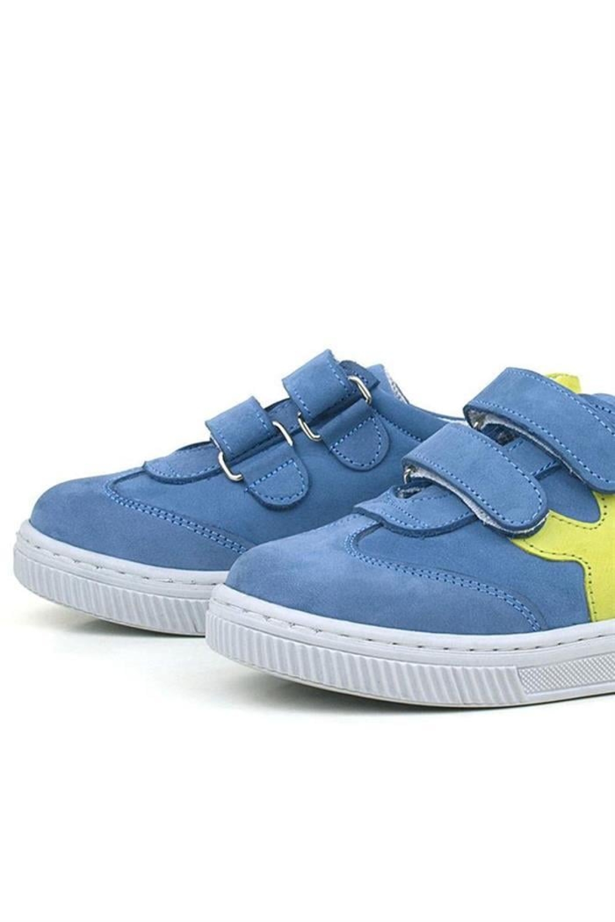 Hakiki Deri Mavi Yeşil Cırtlı Çocuk Spor Ayakkabı - Görsel 8